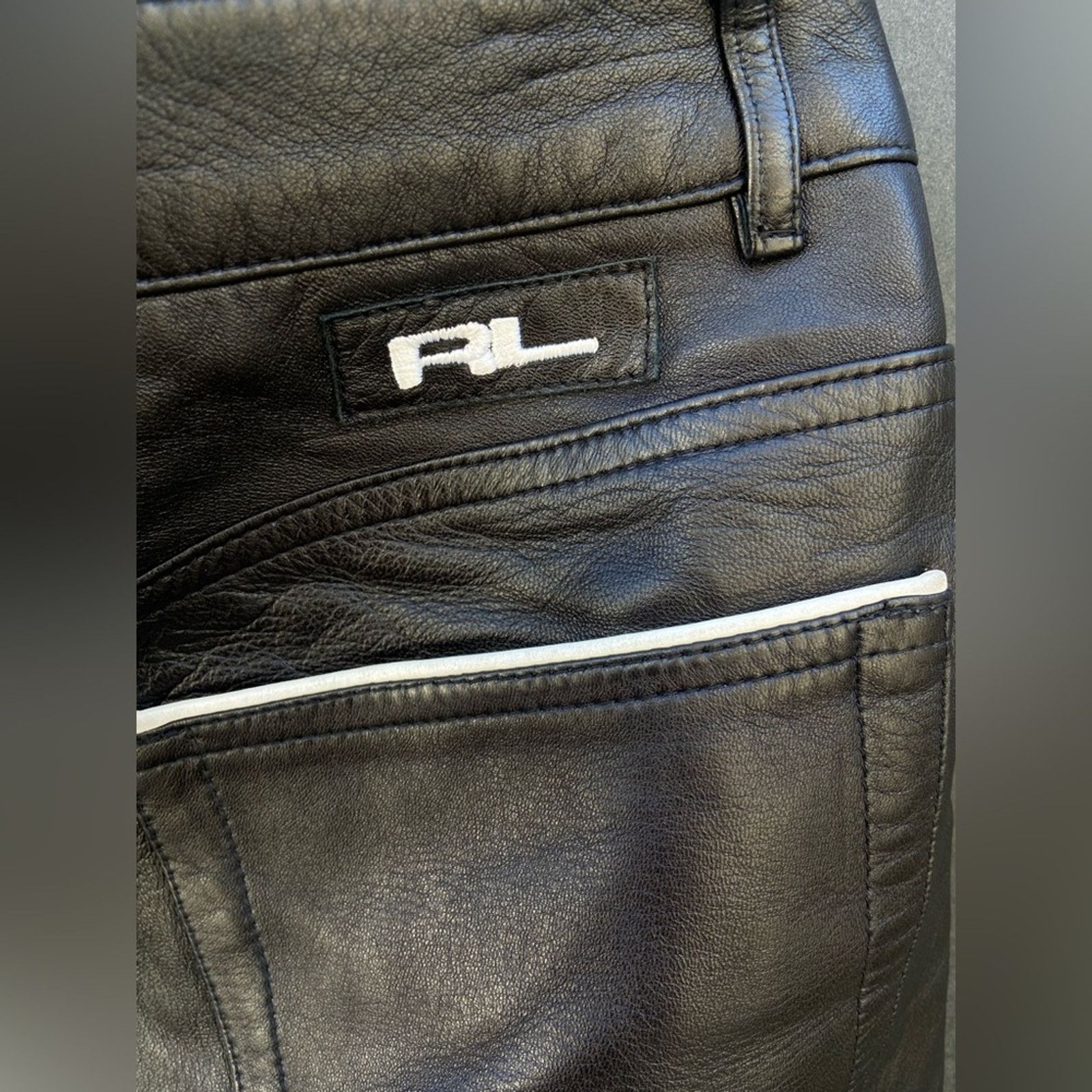 Ralph Lauren Purple Label VTG Ralph Lauren Collection leather pants w racing stripe Size 28" / US 6 / IT 42 - 5 Thumbnail