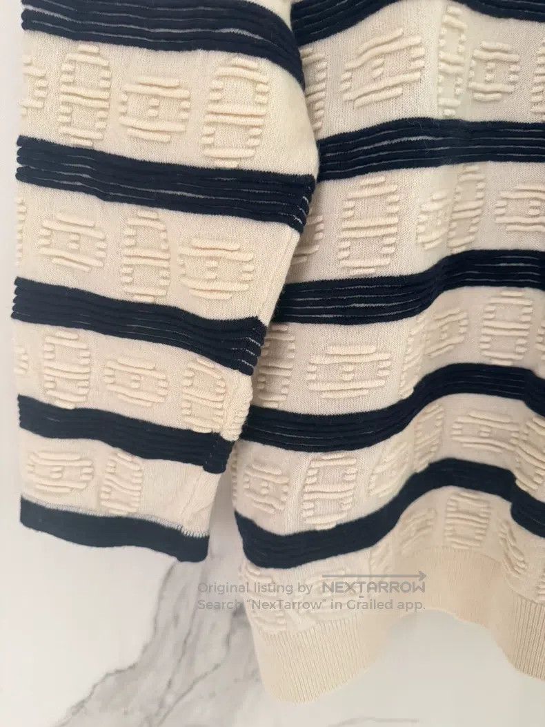 Hermes Hermes Navy and white striped pig nose logo cashmere sweat Size XXS / US 00 / IT 34 - 7 Thumbnail