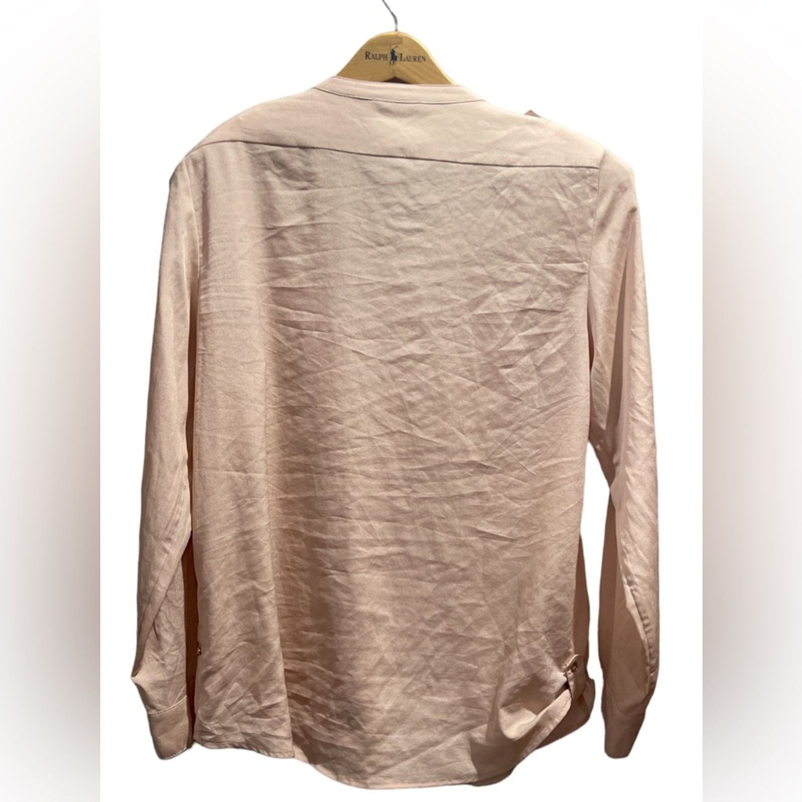 Calvin Klein CALVIN KLEIN Peach Roll-Tab Sleeve Blouse Sz L Size L / US 10 / IT 46 - 3 Thumbnail