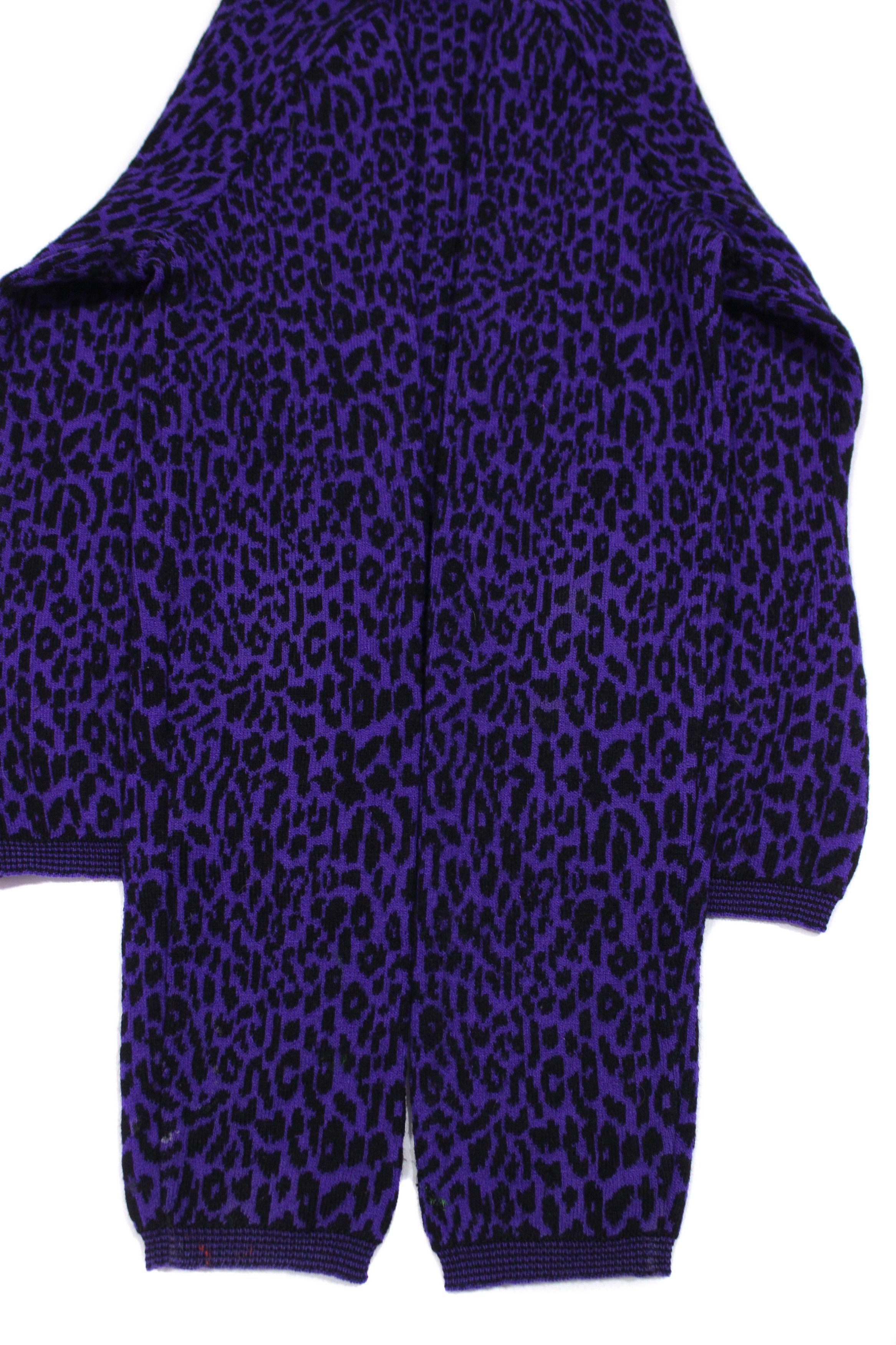Versace 90S Violet Leopard Camo Wool Knit Vintage Size L / US 10 / IT 46 - 6 Thumbnail