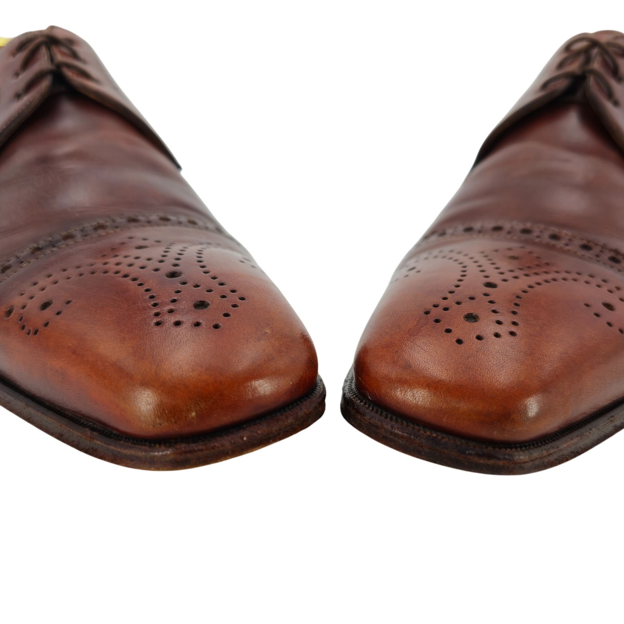 Santoni Santoni Italy Antiqued Brown Leather Dress Shoes 8 Oxford Size US 8 / EU 41 - 9 Thumbnail