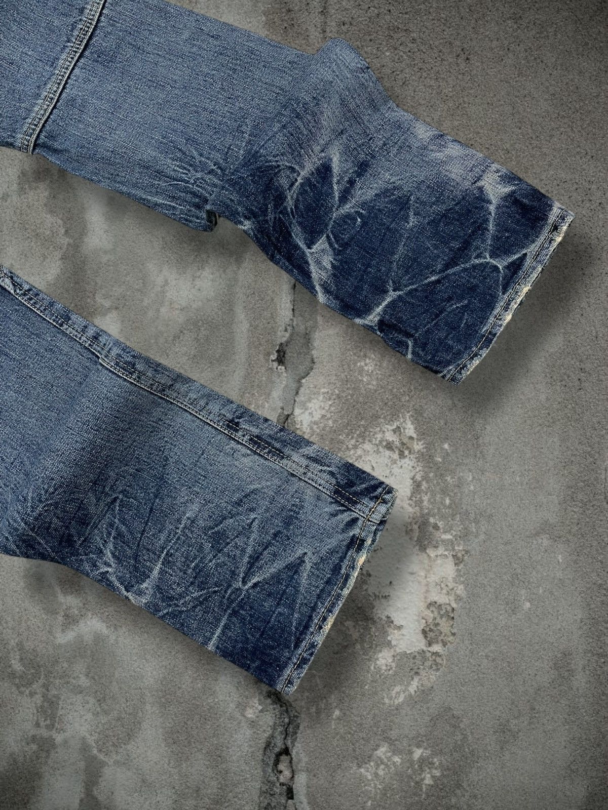 Japanese Brand Vintate 90s Japan Designer Dheart Blue Tribal Lowrise Denim Size US 31 - 13 Thumbnail