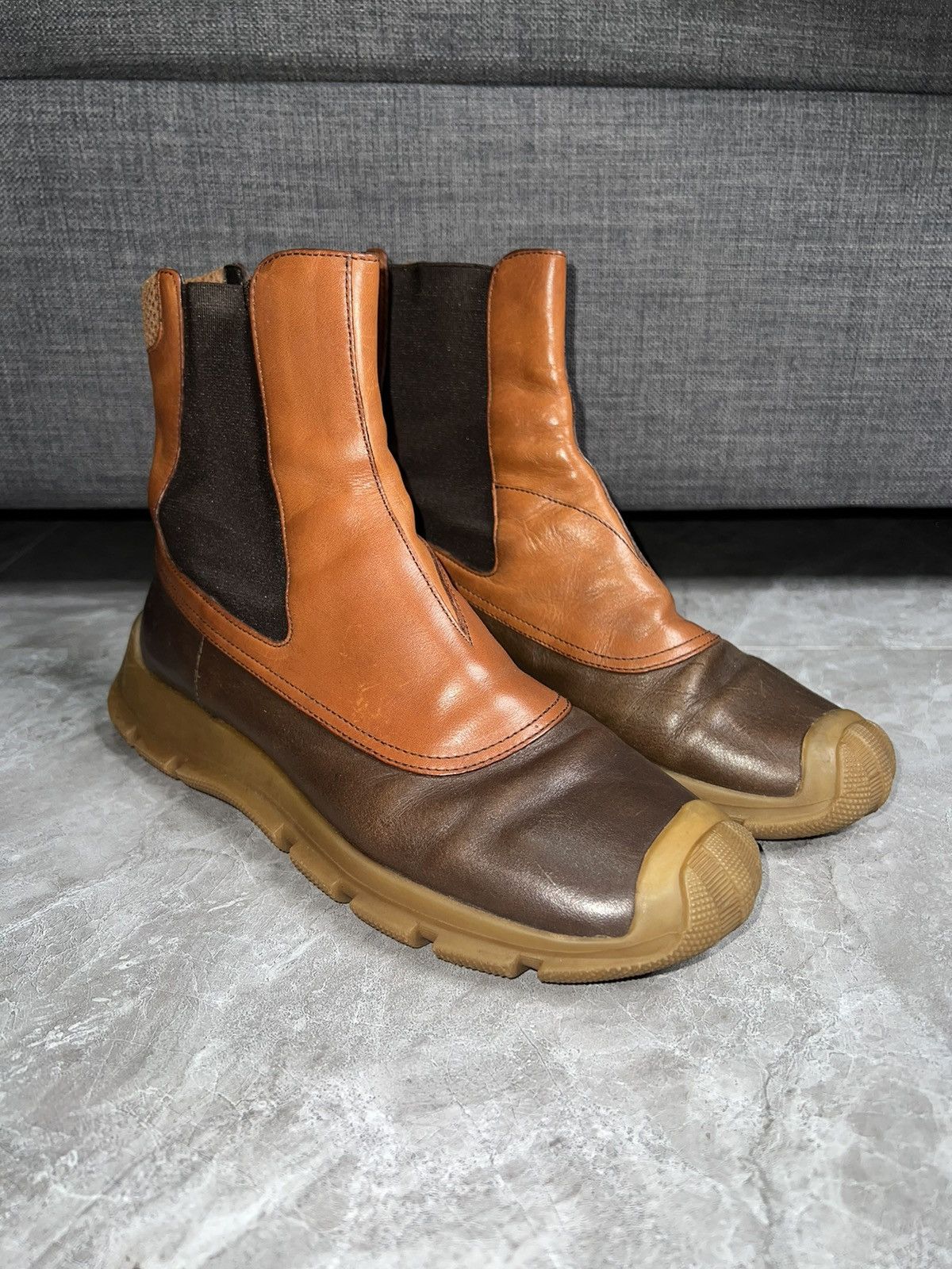 Archive Miu-miu F/W 99 Leather Mesh Chelsea Boots