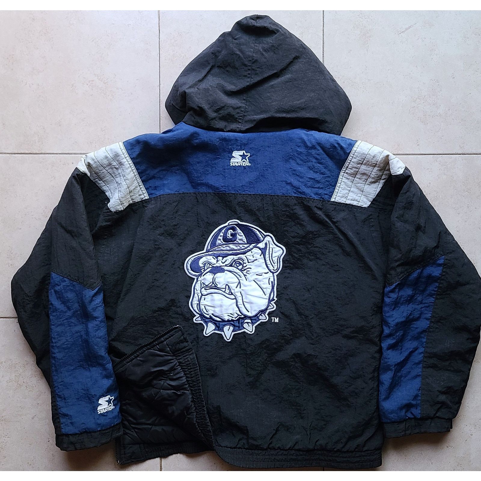 NCAA × Starter Georgetown Hoyas 90s STARTER puffer 1/2 pullover M navy vtg Size US M / EU 48-50 / 2 - 2 Thumbnail