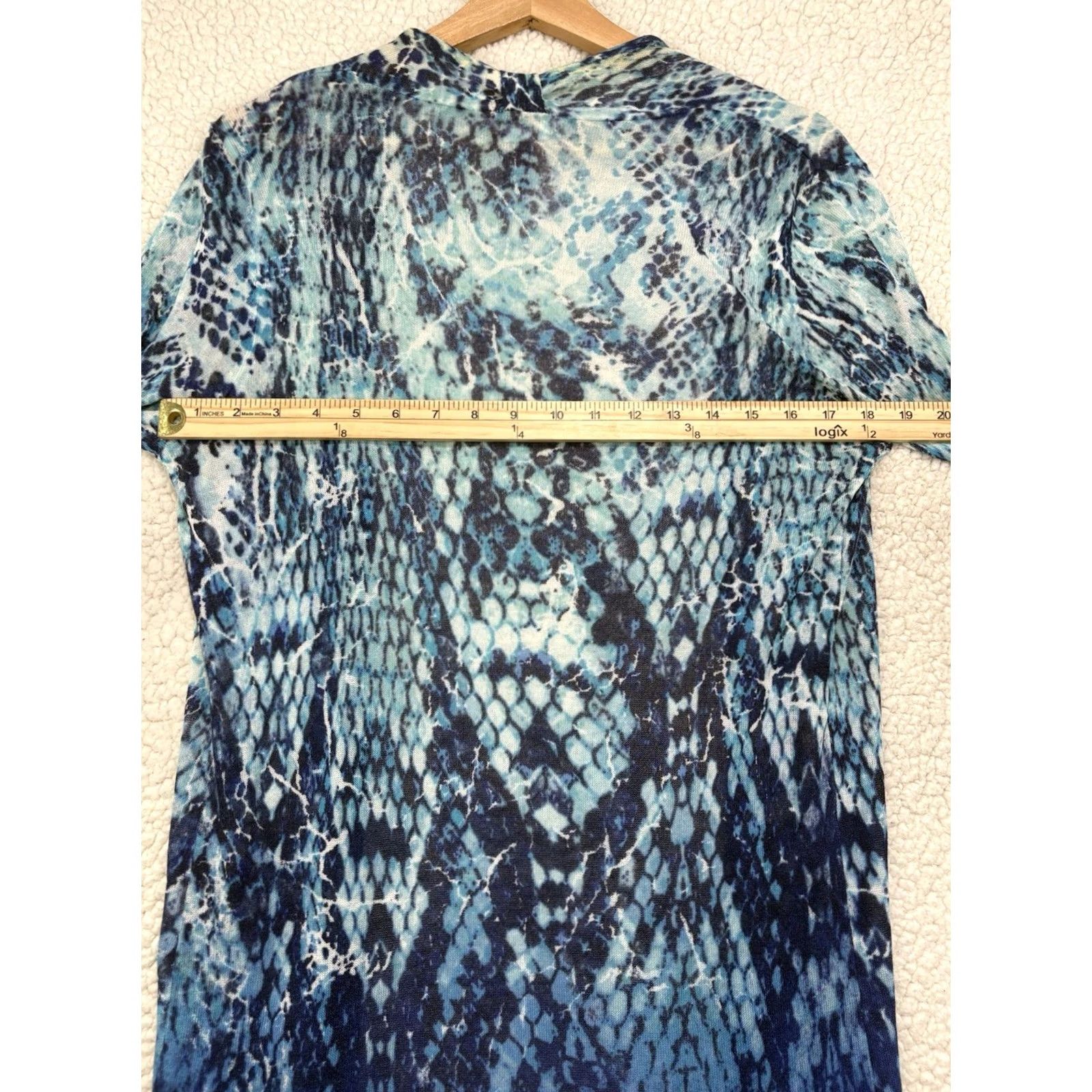 Vintage Chicos Cardigan Blue Animal Print Longline Open Front Knit Sweater Women S Size S / US 4 / IT 40 - 4 Thumbnail