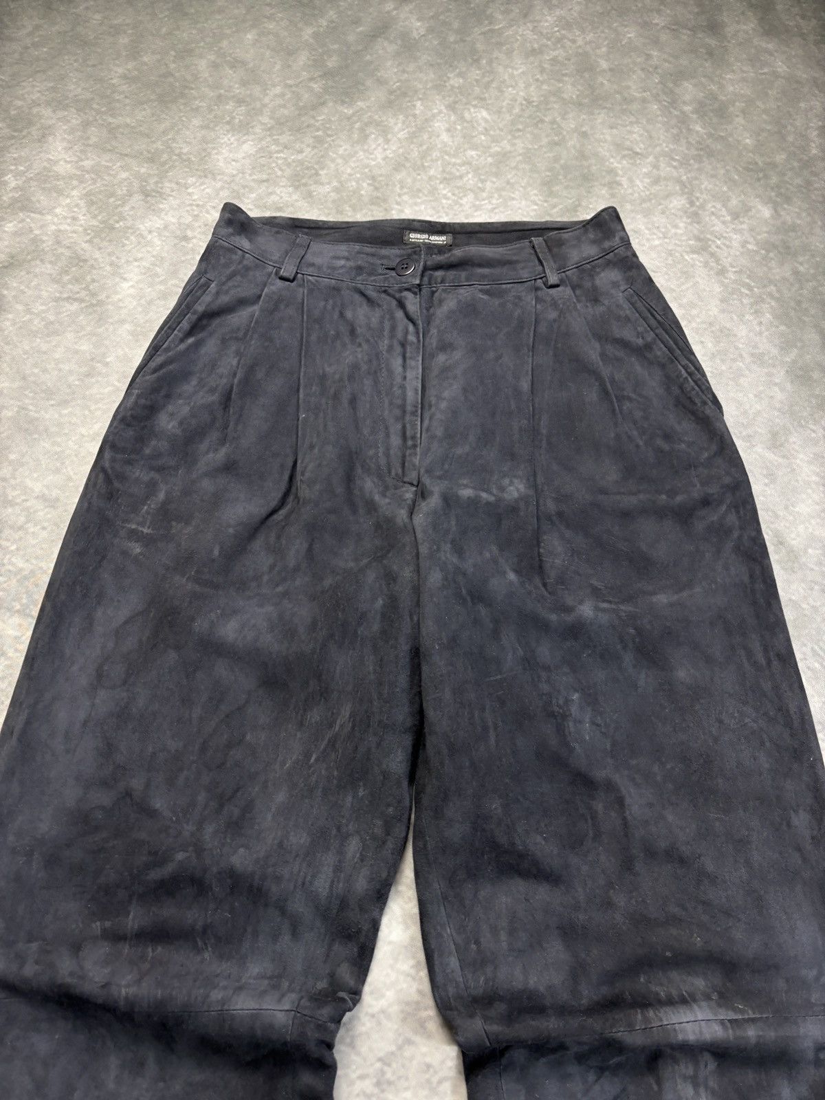 Giorgio Armani × Vintage 1980s Giorgio Armani Suede Pants Vintage Borgonuovo Black 44 Size 30" / US 8 / IT 44 - 19 Thumbnail