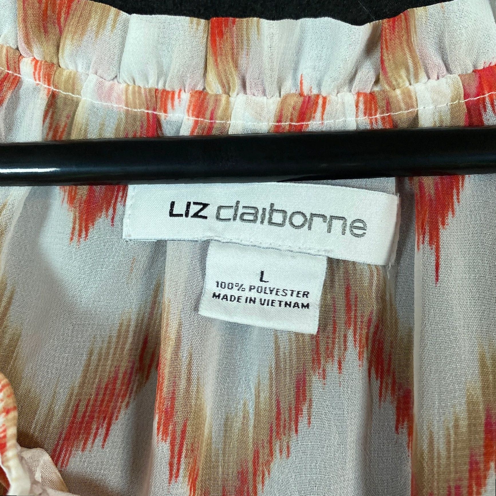 Liz Claiborne Liz Claiborne Womens Blouse Multicolor Zig Zag Sleeveless VNeck Henley Sheer L Shirt Size L / US 10 / IT 46 - 4 Thumbnail