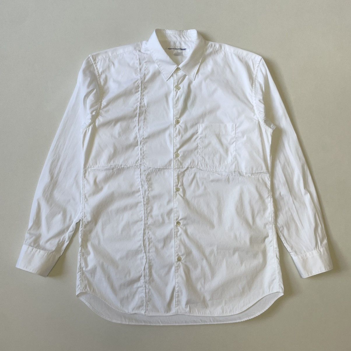 Comme des Garcons ‘Scar Stitch Cross Panelled’ White Shirt Size US L / EU 52-54 / 3 - 1 Thumbnail