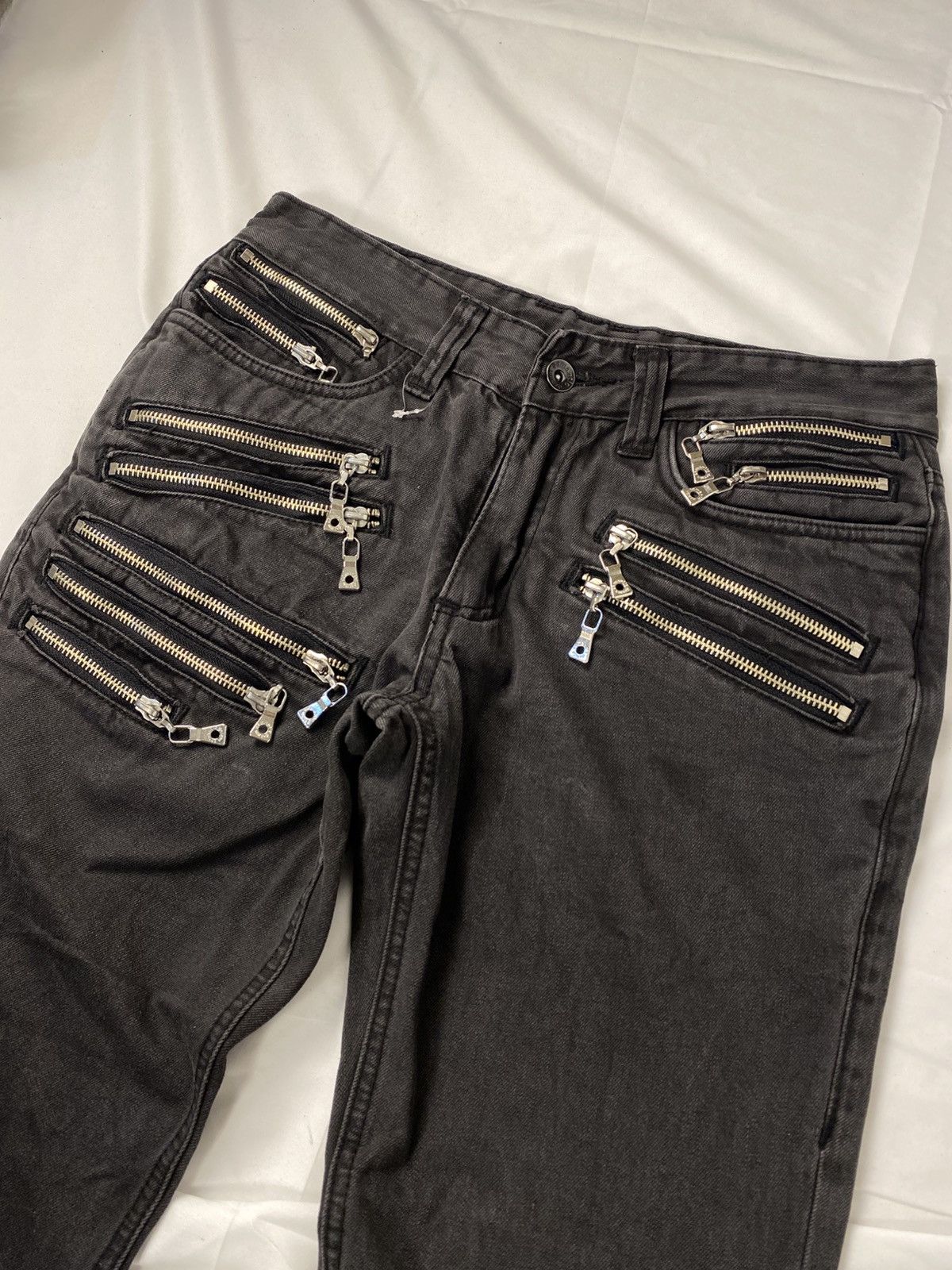 Japanese Brand Semantic Design Multi Zip Punk Bondage Slim Fit Denim Size US 29 - 9 Thumbnail