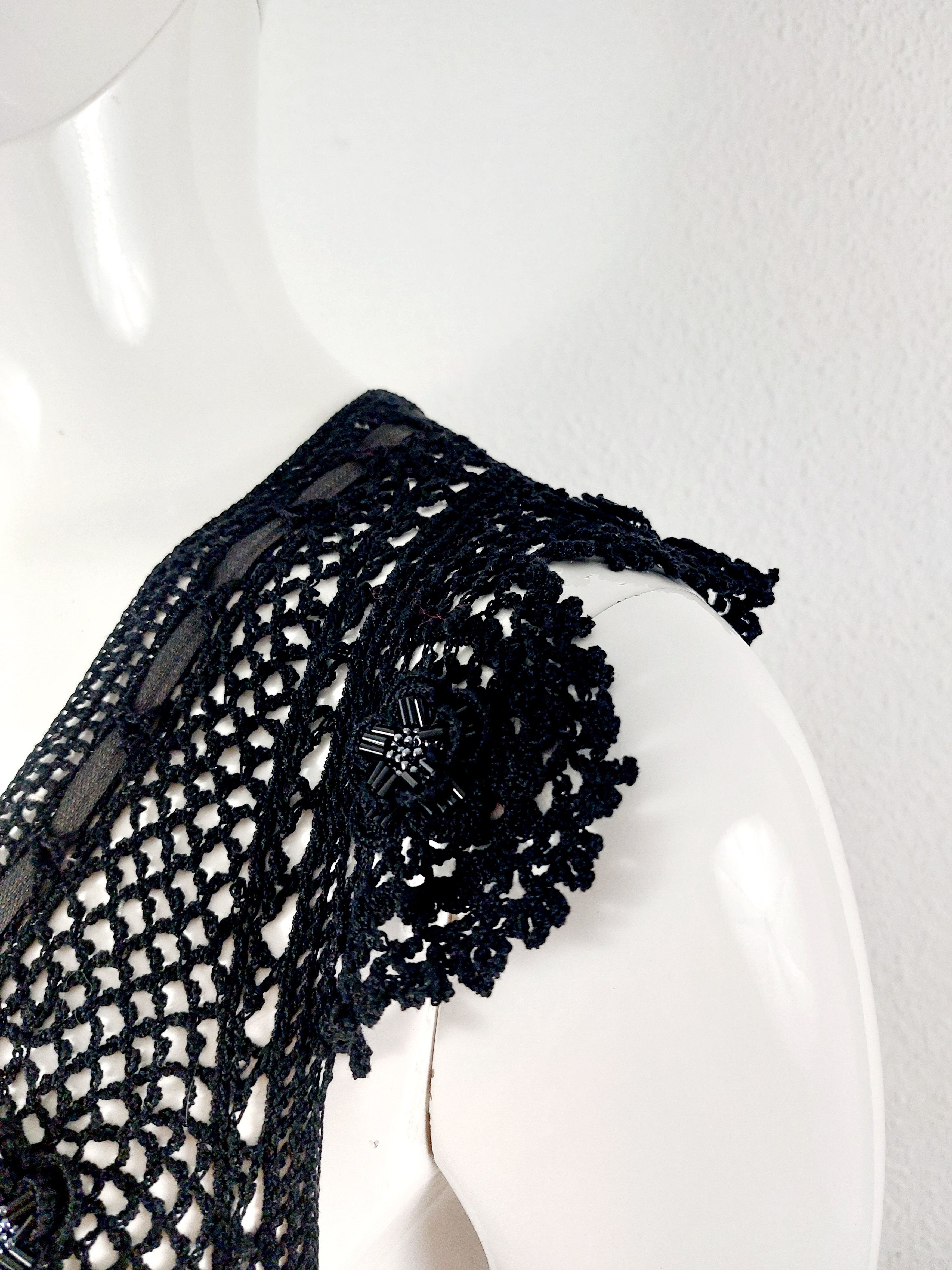 Moschino Moschino Cheap Chic Net Lace Crochet Black Flower Maxi Dress Size M / US 6-8 / IT 42-44 - 6 Thumbnail