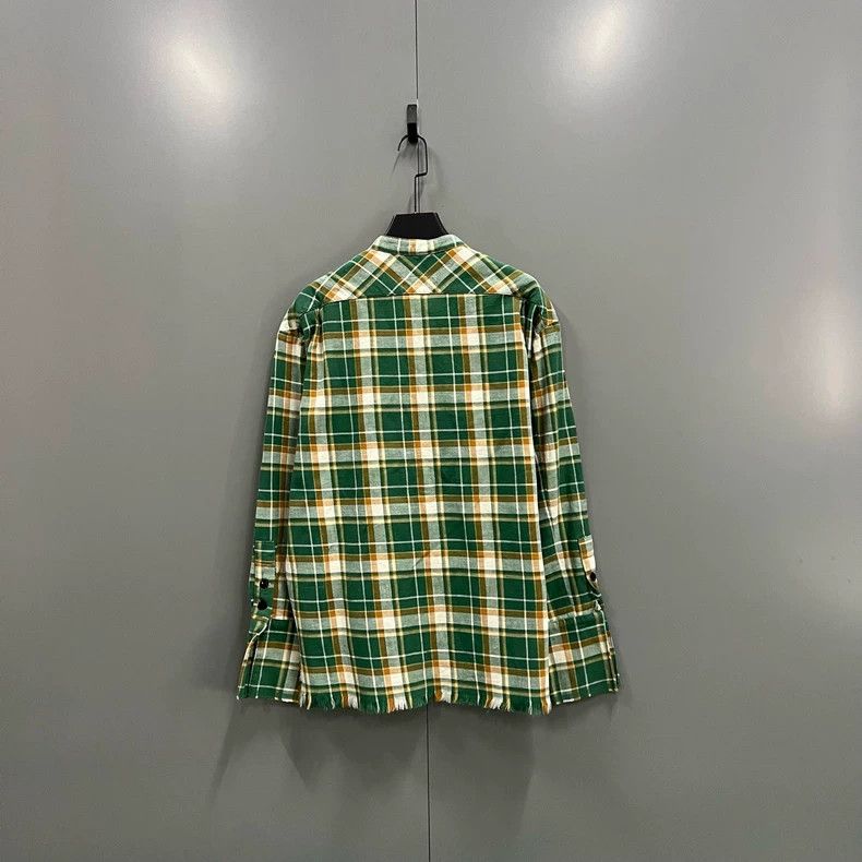Greg Lauren greg lauren Green plaid long sleeved shirt 2506-Nextarrow Size US 34 / EU 50 - 2 Thumbnail