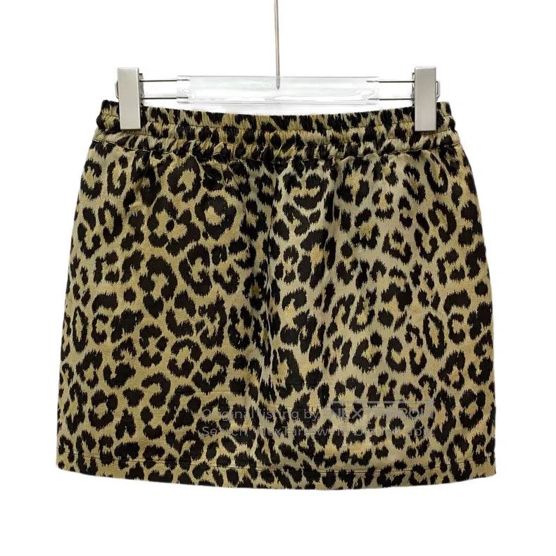 Dior Dior Brown leopard print drawstring casual short skirt ski Size 42" / US 20 - 2 Thumbnail