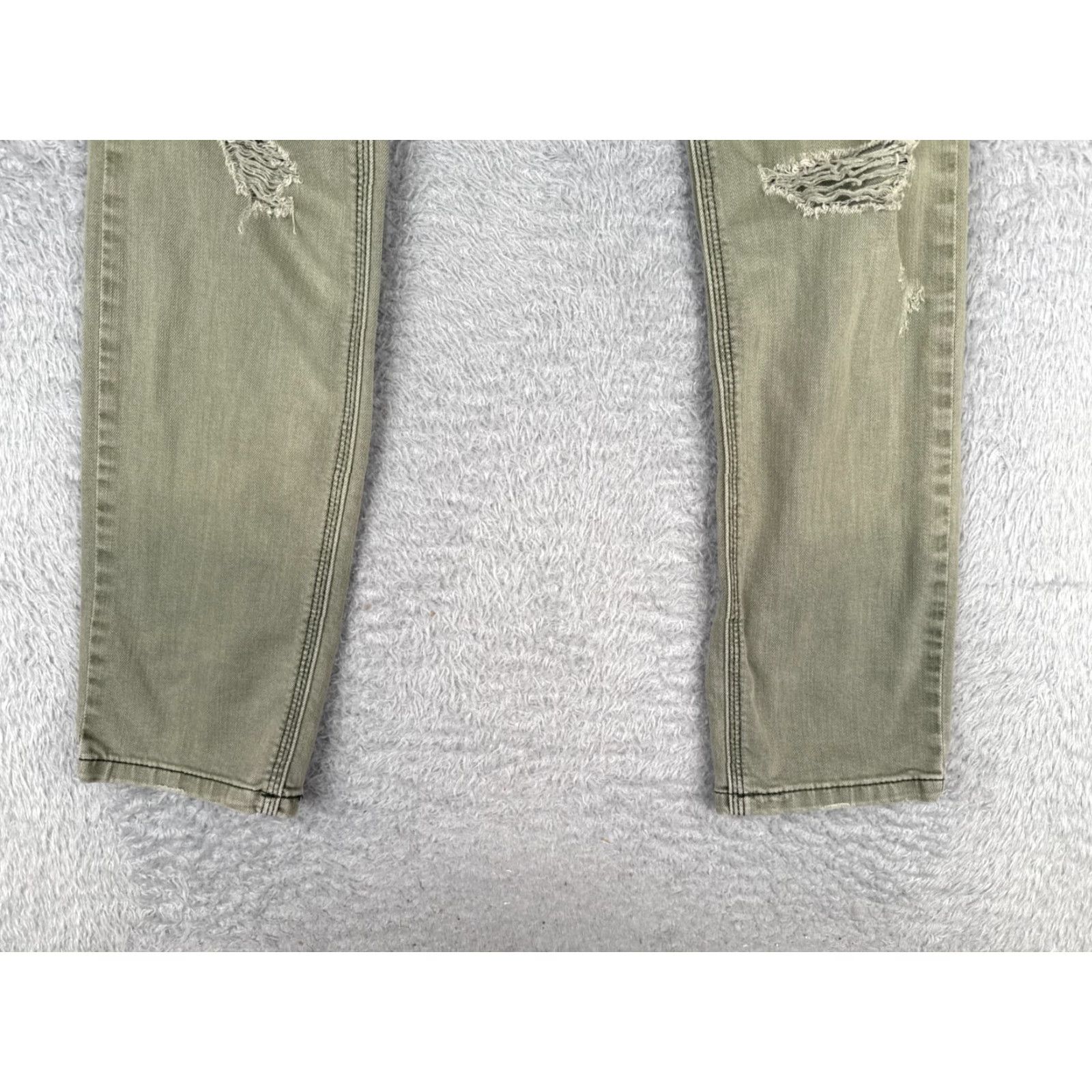 Free People Free People Jeans Womens Green Distressed Skinny Cotton Blend Mid Rise 28x30 Capacity Zip Size 27" / US 4 / IT 40 - 4 Thumbnail