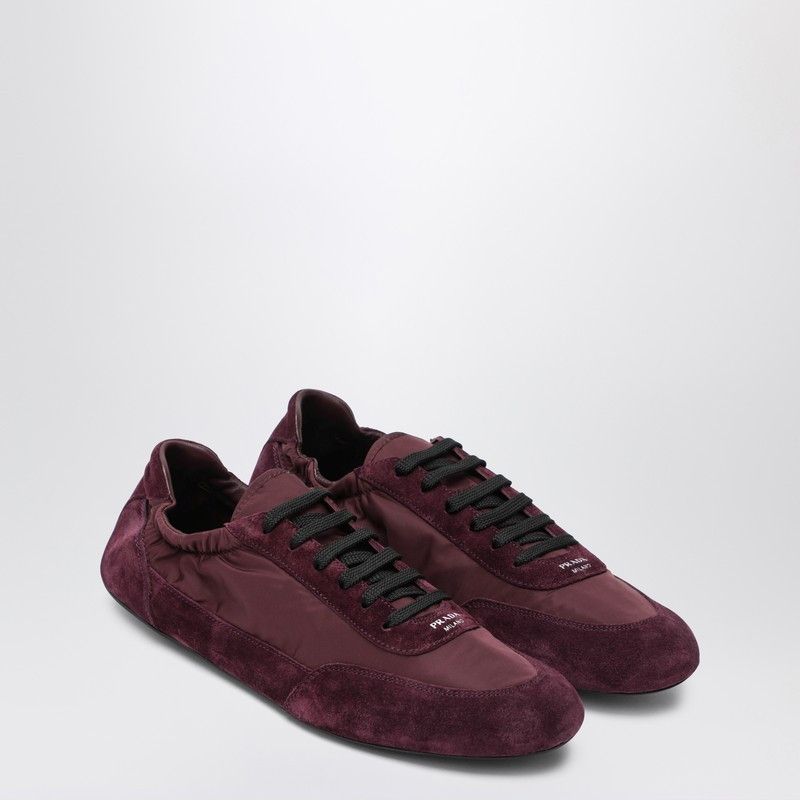 Prada Prada Burgundy Re-Nylon And Suede Sneaker Collapse Size US 9.5 / IT 39.5 - 1 Thumbnail