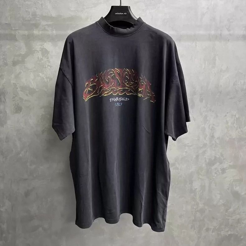 Balenciaga Balenciaga Black Graphic Round Neck Short Sleeve-dmc Size US S / EU 44-46 / 1 - 1 Thumbnail