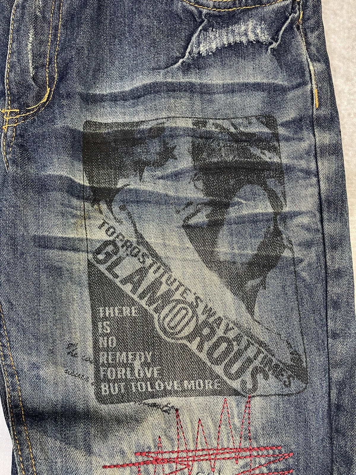 If Six Was Nine Made in Heaven 🇯🇵 Flare Distressed Sashiko Repair Style Jeans Size US 30 / EU 46 - 8 Thumbnail