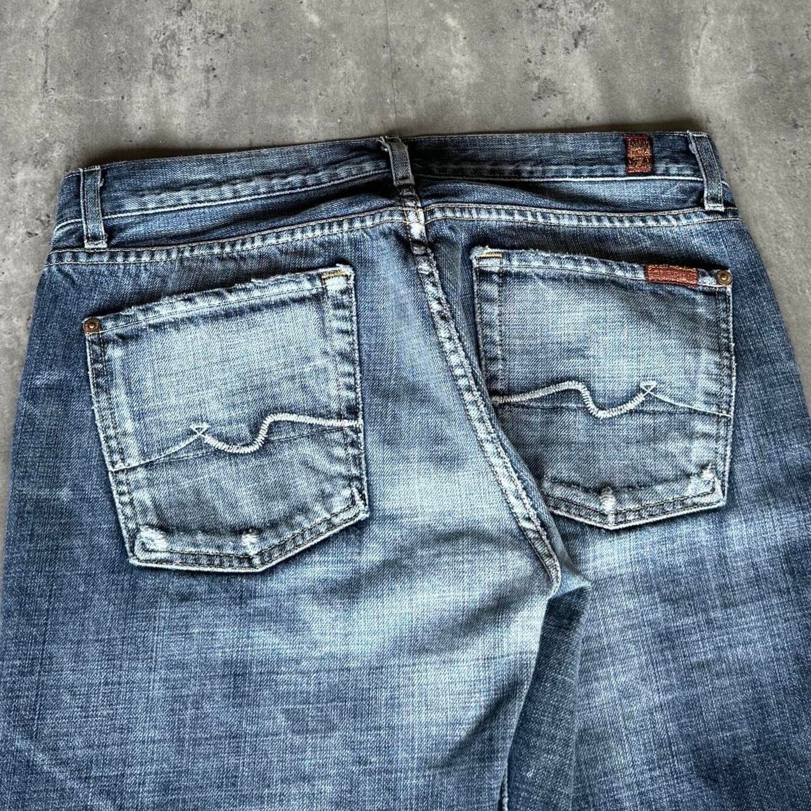 Japanese Brand × Seven 7 × StraightFaded Vintage Y2K Seven7 Embroidered Skater Streetwear Denim Jeans Size 33" - 3 Thumbnail