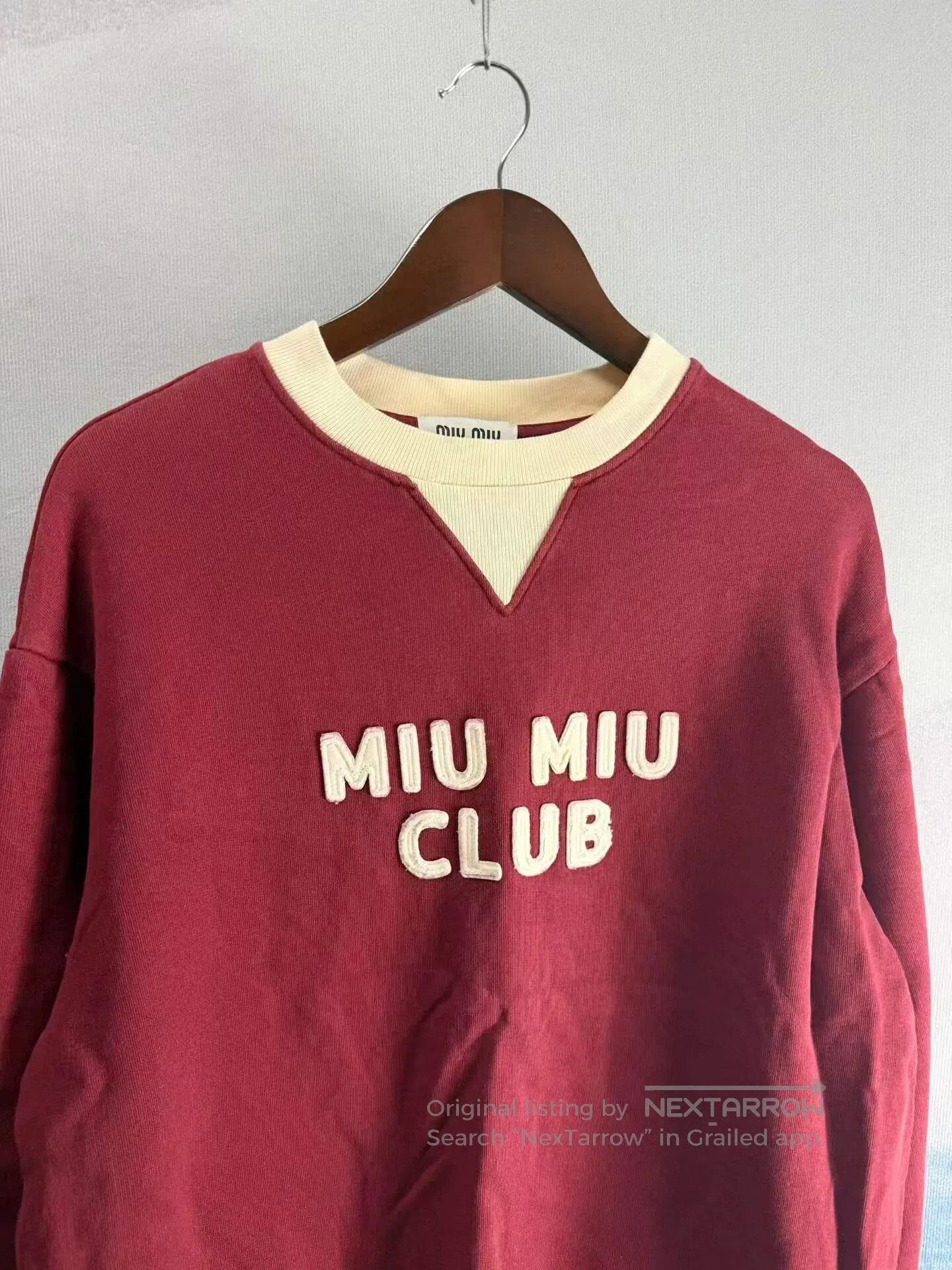 Miu Miu Miu Miu Red Letter Embroidered Sweatshirt| Size S / US 4 / IT 40 - 2 Thumbnail