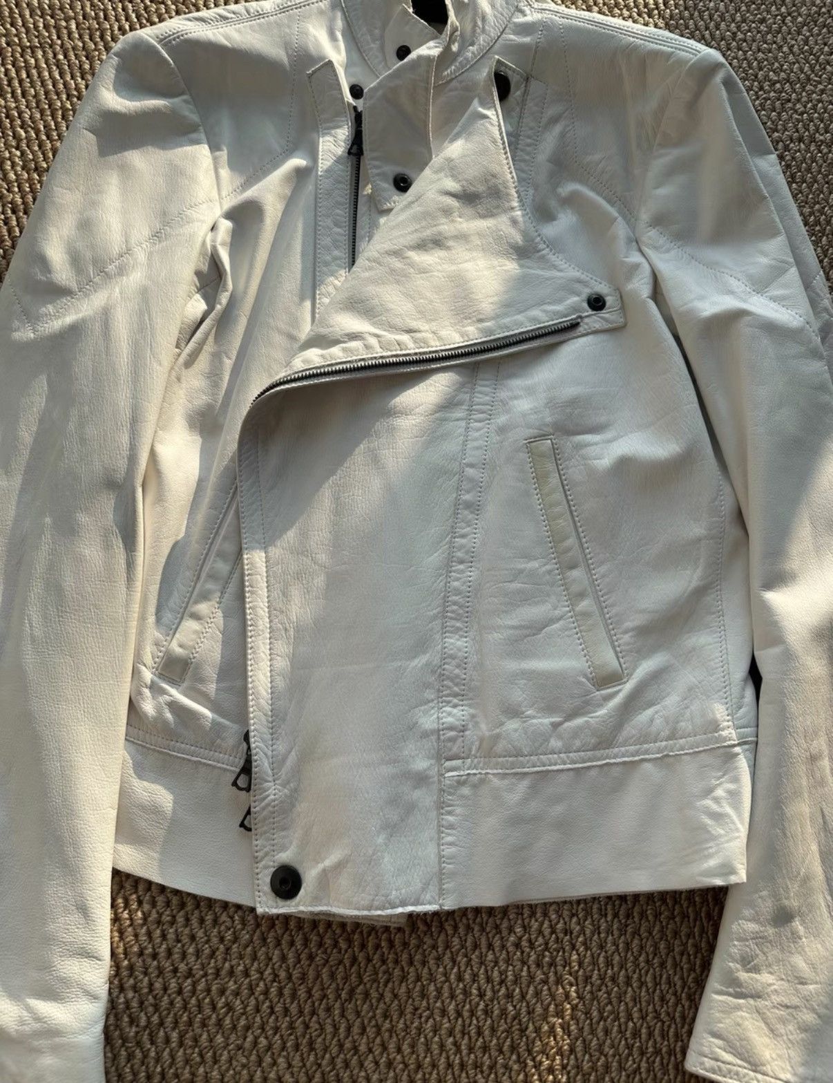 Yohji Yamamoto Yohji Yamamoto White Distressed Lambskin Biker Jacket K23 Size US S / EU 44-46 / 1 - 7 Thumbnail
