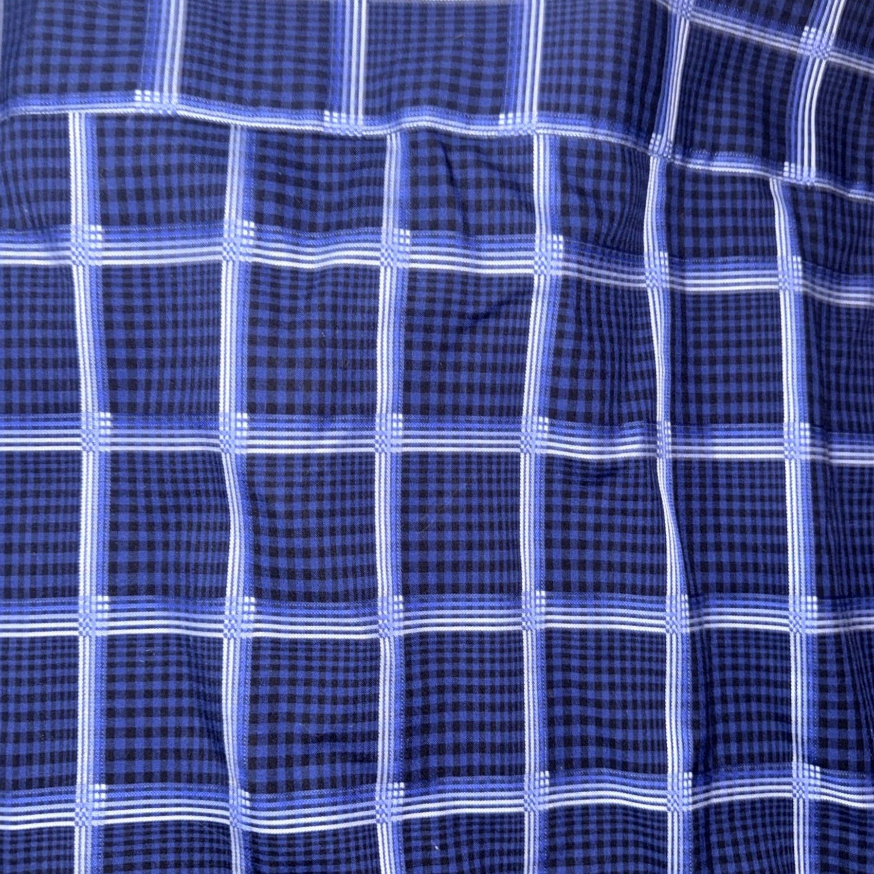BUGATCHI Bugatchi Shaped Fit Mens Dress Shirt Blue Plaid Long Sleeve Cotton XL Button Size 46R - 6 Thumbnail