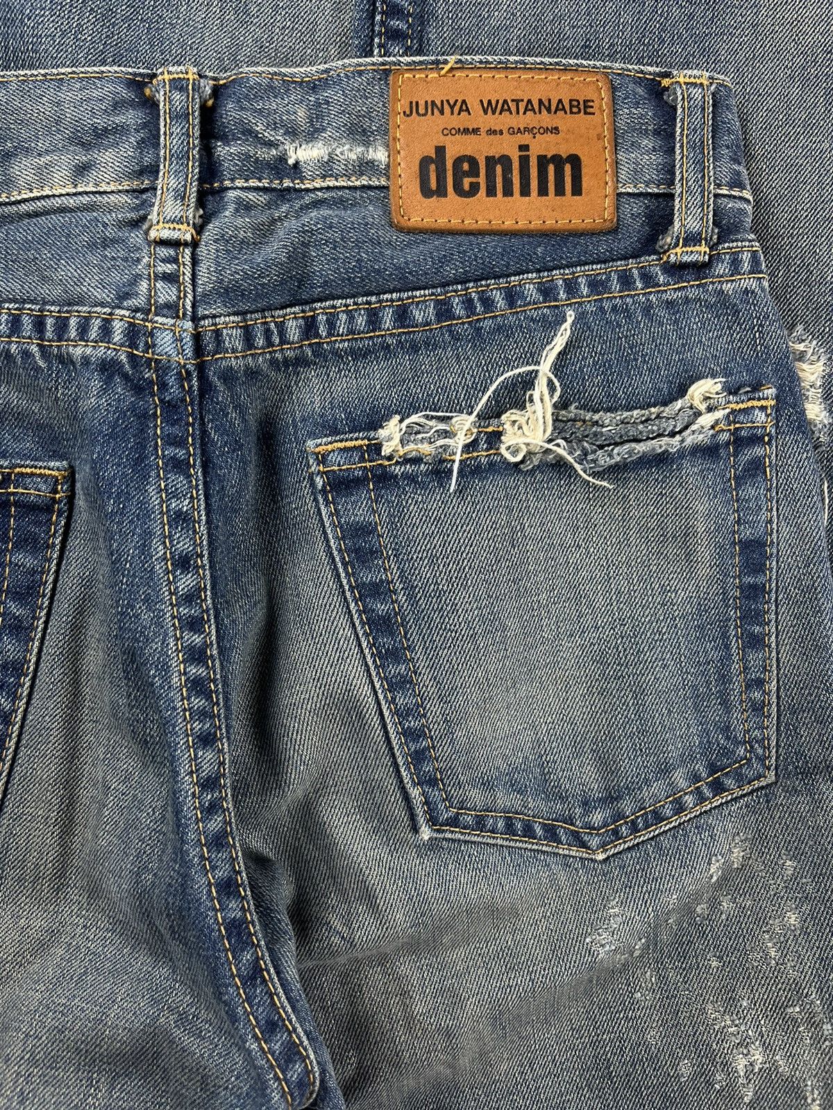 Comme des Garcons AW05 Junya Watanabe Faded Crash Denim Jeans Thrashed Size US 27 - 4 Thumbnail