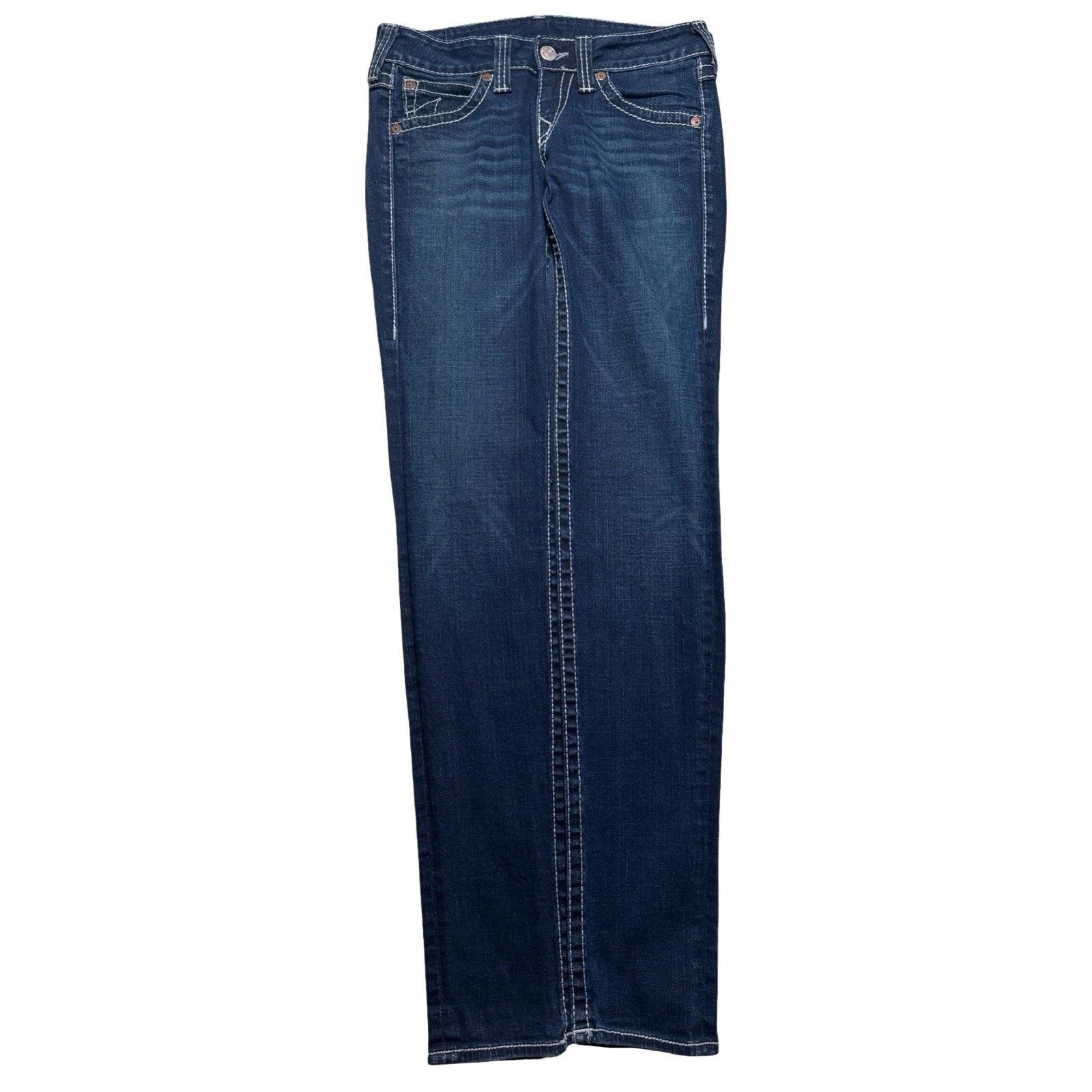 True Religion True Religion Julie Big T Jeans Womens 29 Low Rise Dark Wash Size 29" - 4 Thumbnail