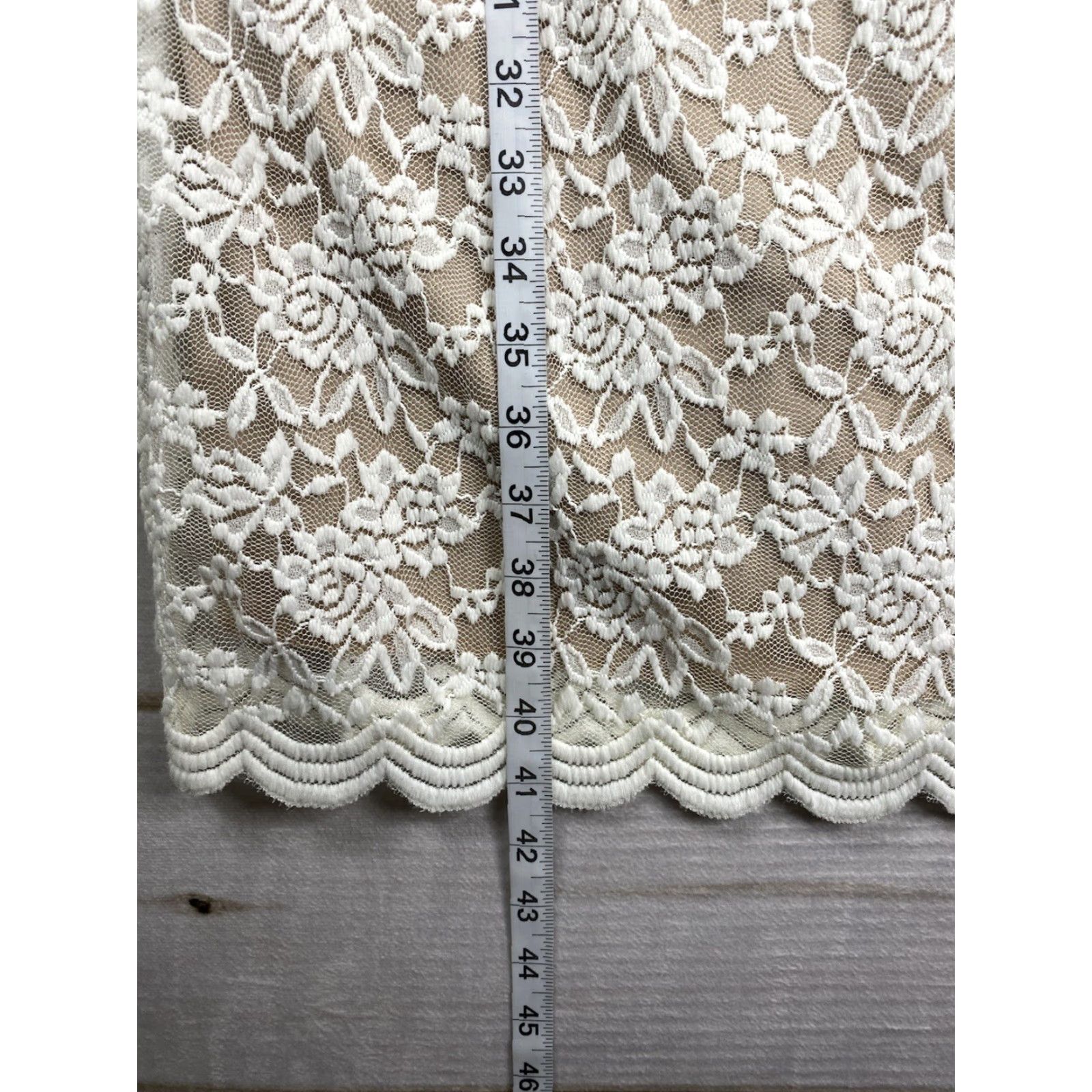 Vintage Connected Dress 14 White Lace Sheath Fringe Wedding Party Cruise Event Stretch Dress Women Size XL / US 12-14 / IT 48-50 - 5 Thumbnail