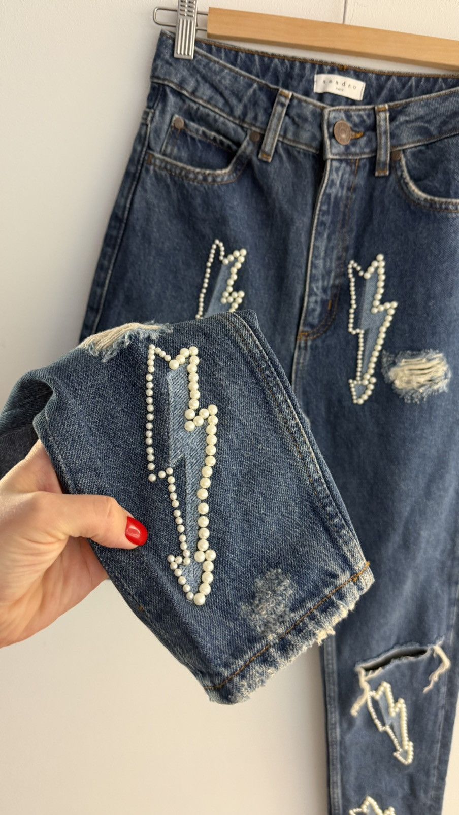 Sandro Sandro Jeans with Pearl Lightning Appliqués Size 25" / US 0 / IT 36 - 5 Thumbnail
