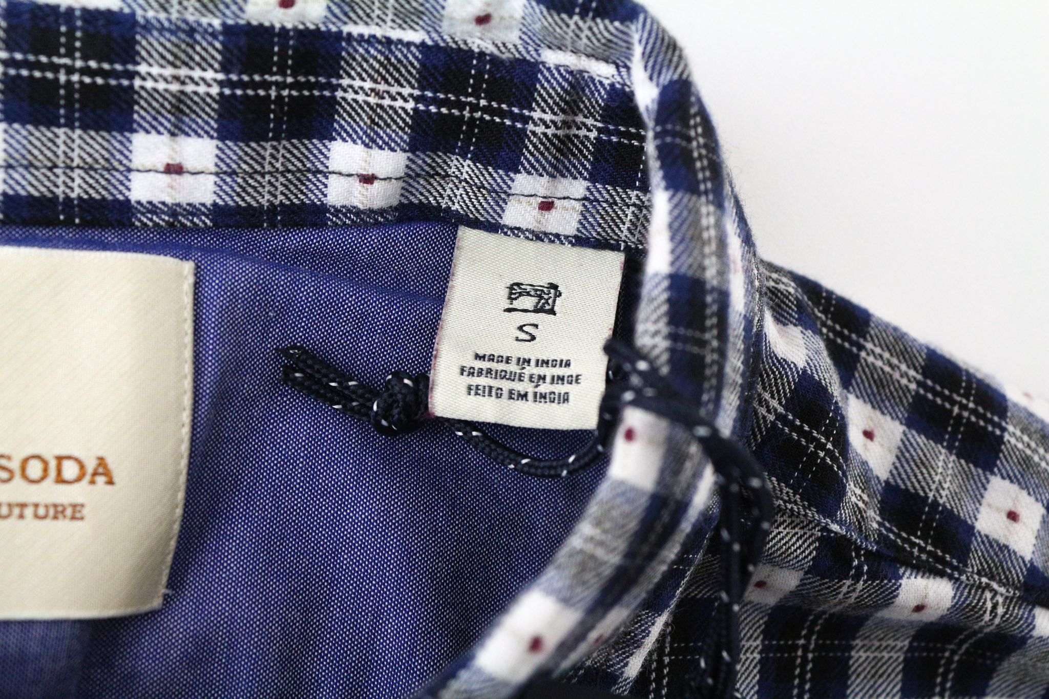 Scotch & Soda S Navy Blue Cotton Tartan Button Shirt 75223 Size US S / EU 44-46 / 1 - 6 Thumbnail