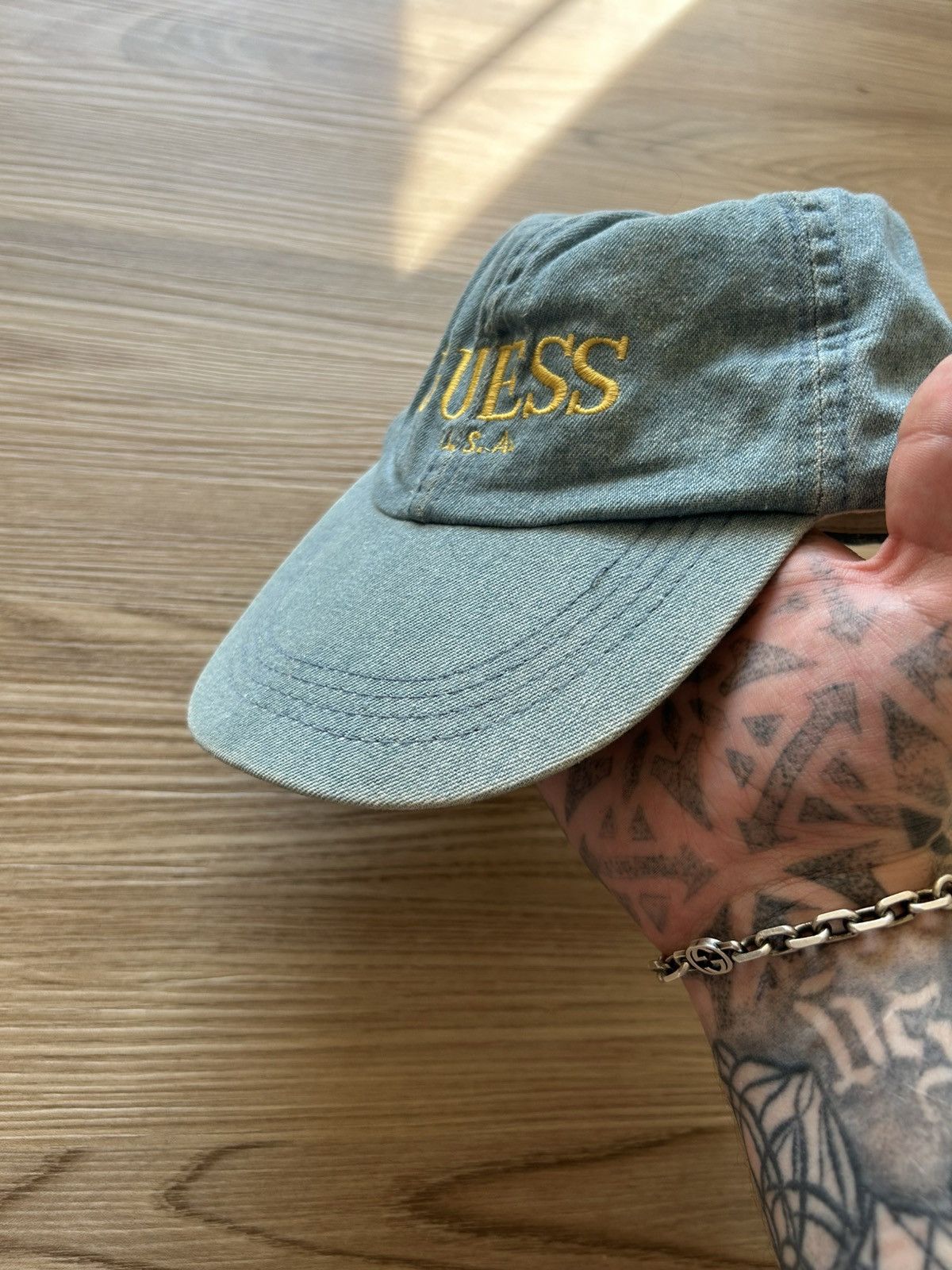 Guess Vintage 80s / 90s Guess Blue Denim Embroidered Hat Size ONE SIZE - 2 Thumbnail