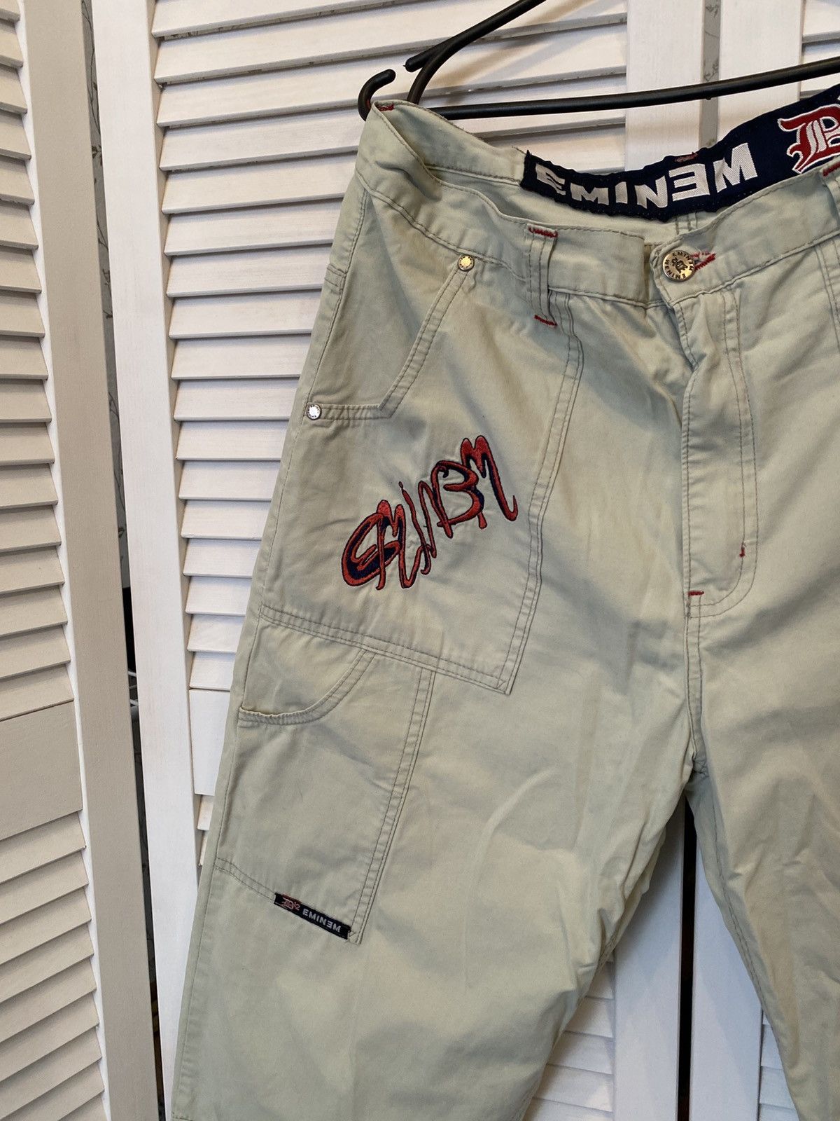 Eminem Vintage Cropped Pants Rap EMINEM Knit Logo Pocket Retro 2s Size US 34 / EU 50 - 2 Thumbnail