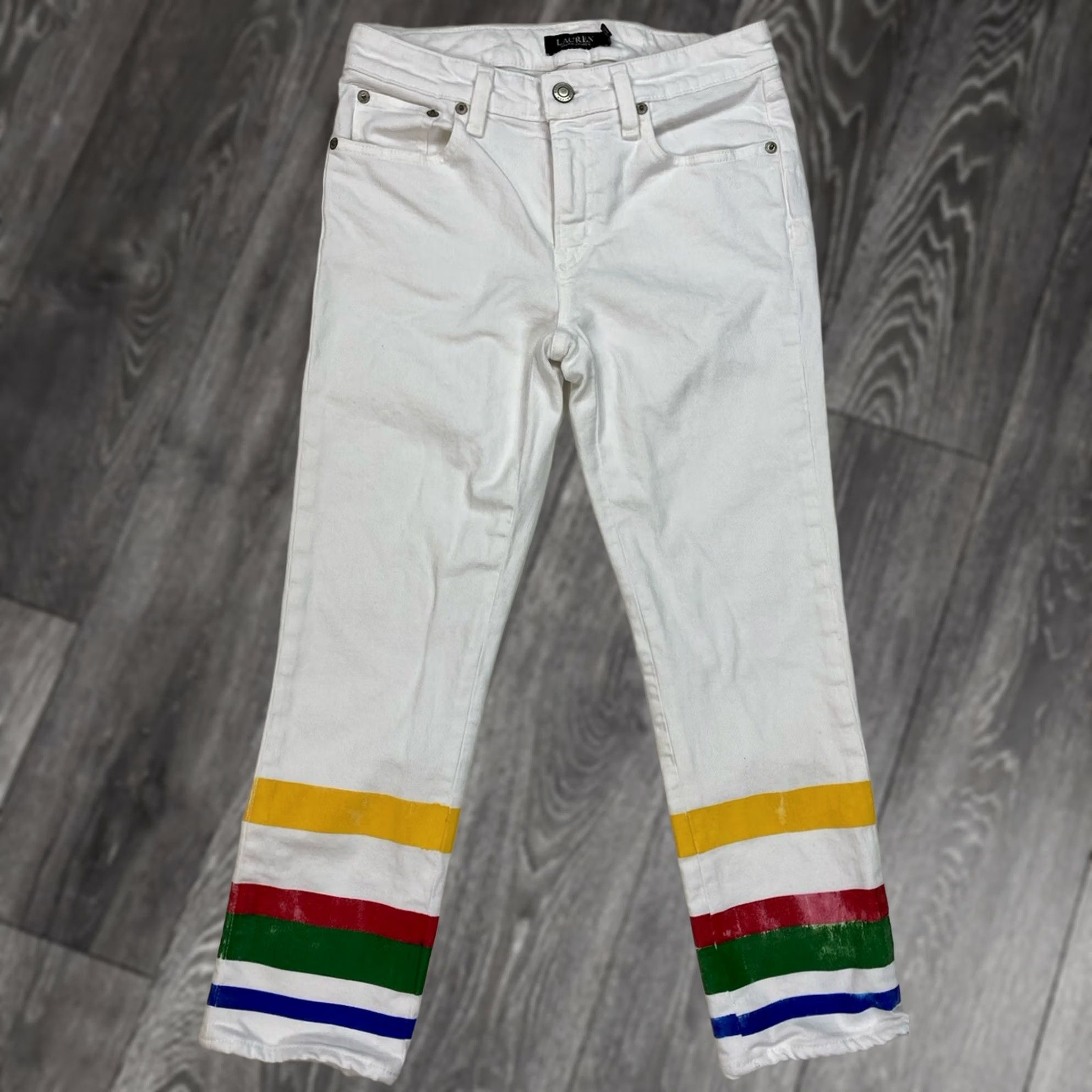 Polo Ralph Lauren VINTAGE Polo Ralph Lauren Jeans Women 4P Mid Rise Ankle Denim White Striped Floral Pattern Logo Pocket 25in Inseam Womens Size 27" / US 4 / IT 40 - 1 Thumbnail