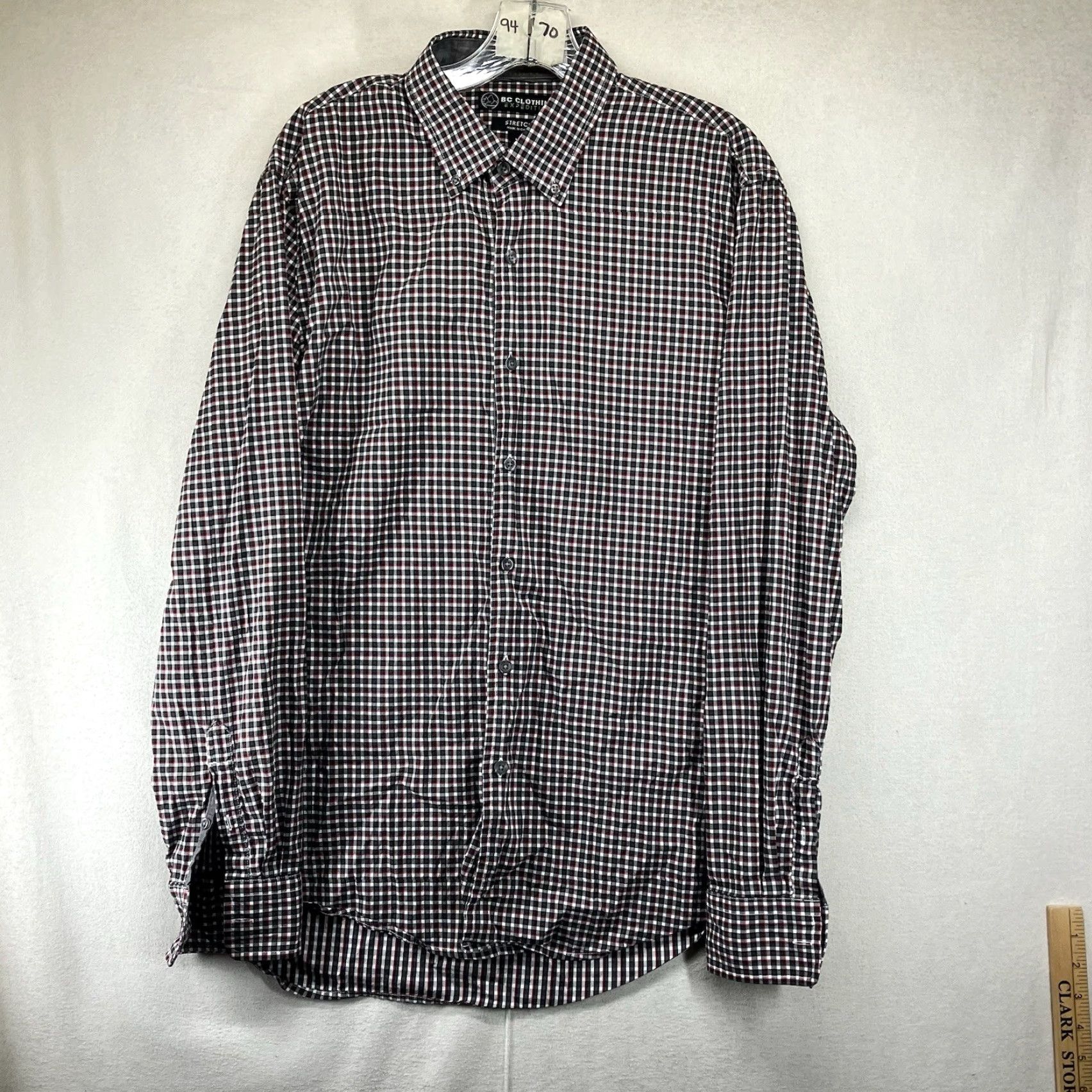 Vintage BC Clothing Expedition Button-Up Shirt Mens Large Red Black Plaid Comfort Stretch Casual All Seasons Short Sleeve? Wait Size US L / EU 52-54 / 3 - 2 Thumbnail