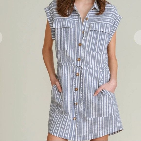 Veronica Beard Veronica Beard Cris Striped Shirtdress Size XS / US 0-2 / IT 36-38 - 8 Thumbnail