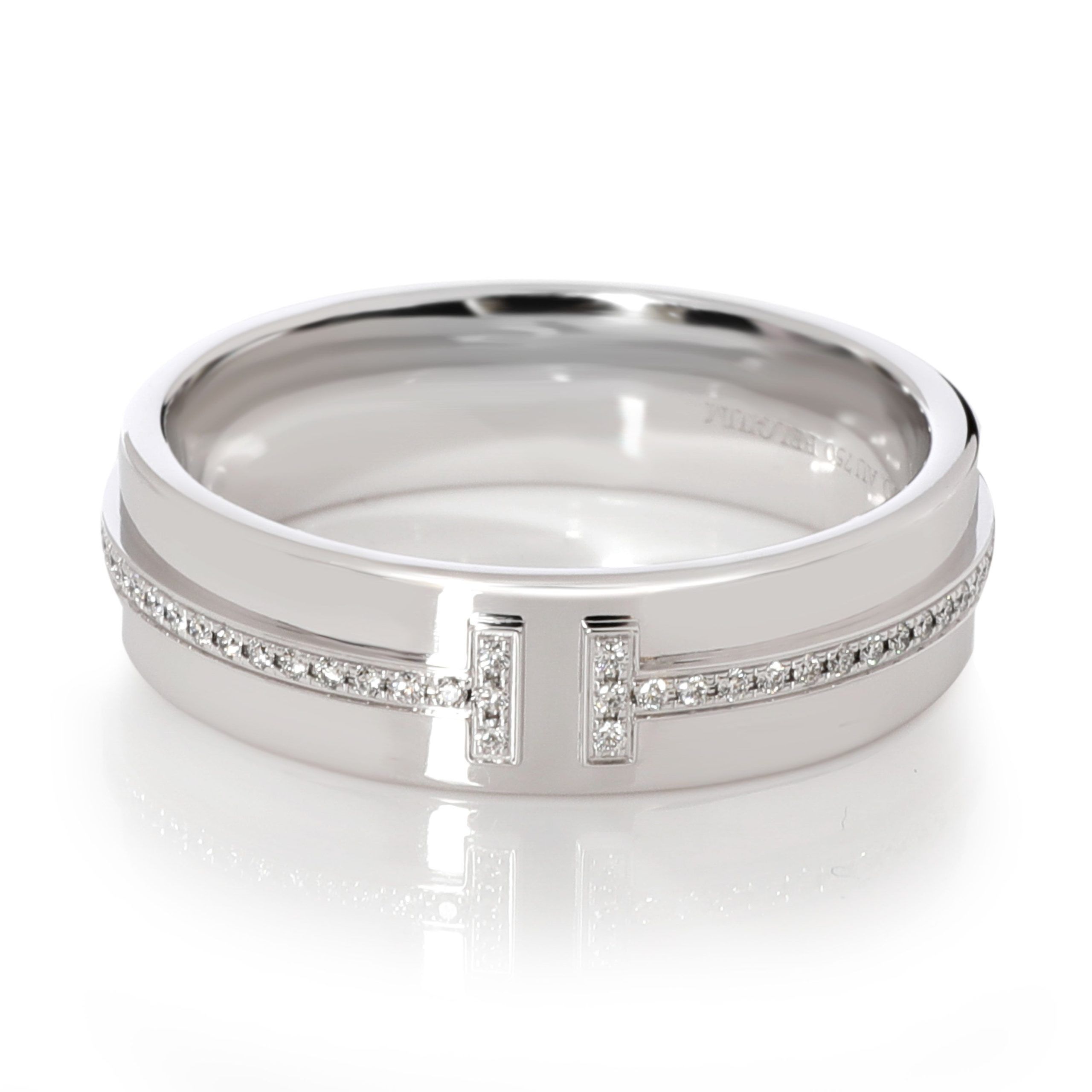 Tiffany T Wide Diamond Ring in 18K White Gold 0.12 CTW