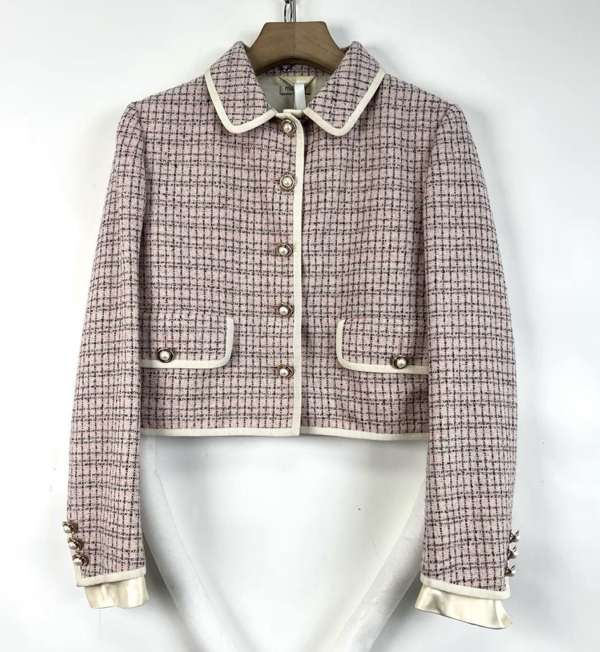 Miu Miu Miu Miu pink check short coat K12 Size XS / US 0-2 / IT 36-38 - 1 Thumbnail