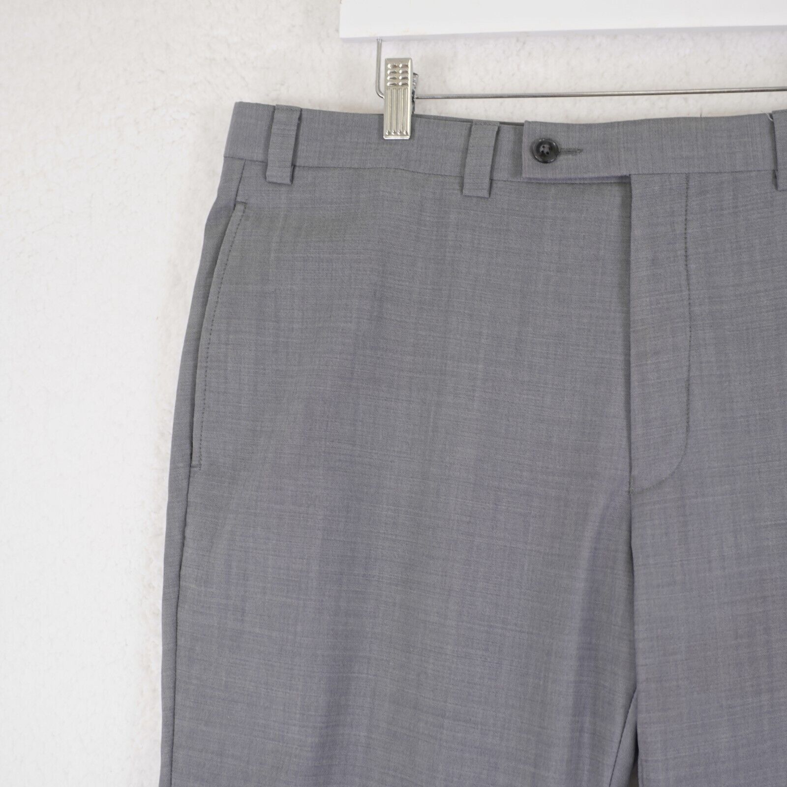 Calvin Klein DAMAGED Calvin Klein Birdseye Gray Wool Flat Front Dress Pan Size 38R - 2 Thumbnail