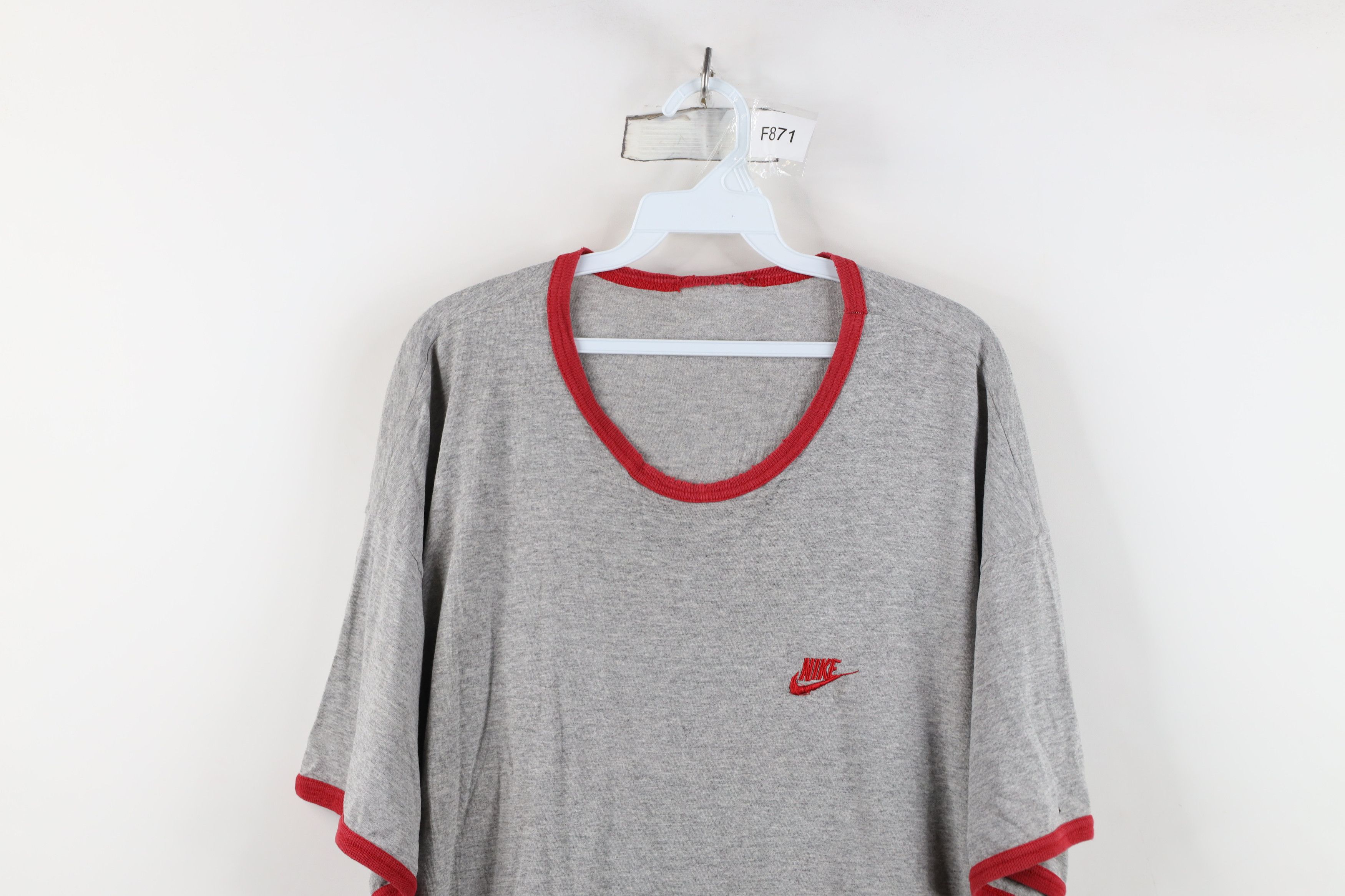 Nike Vintage 90s Nike Scott Mini Swoosh Ringer T-Shirt Gray Size US XXL / EU 58 / 5 - 2 Thumbnail
