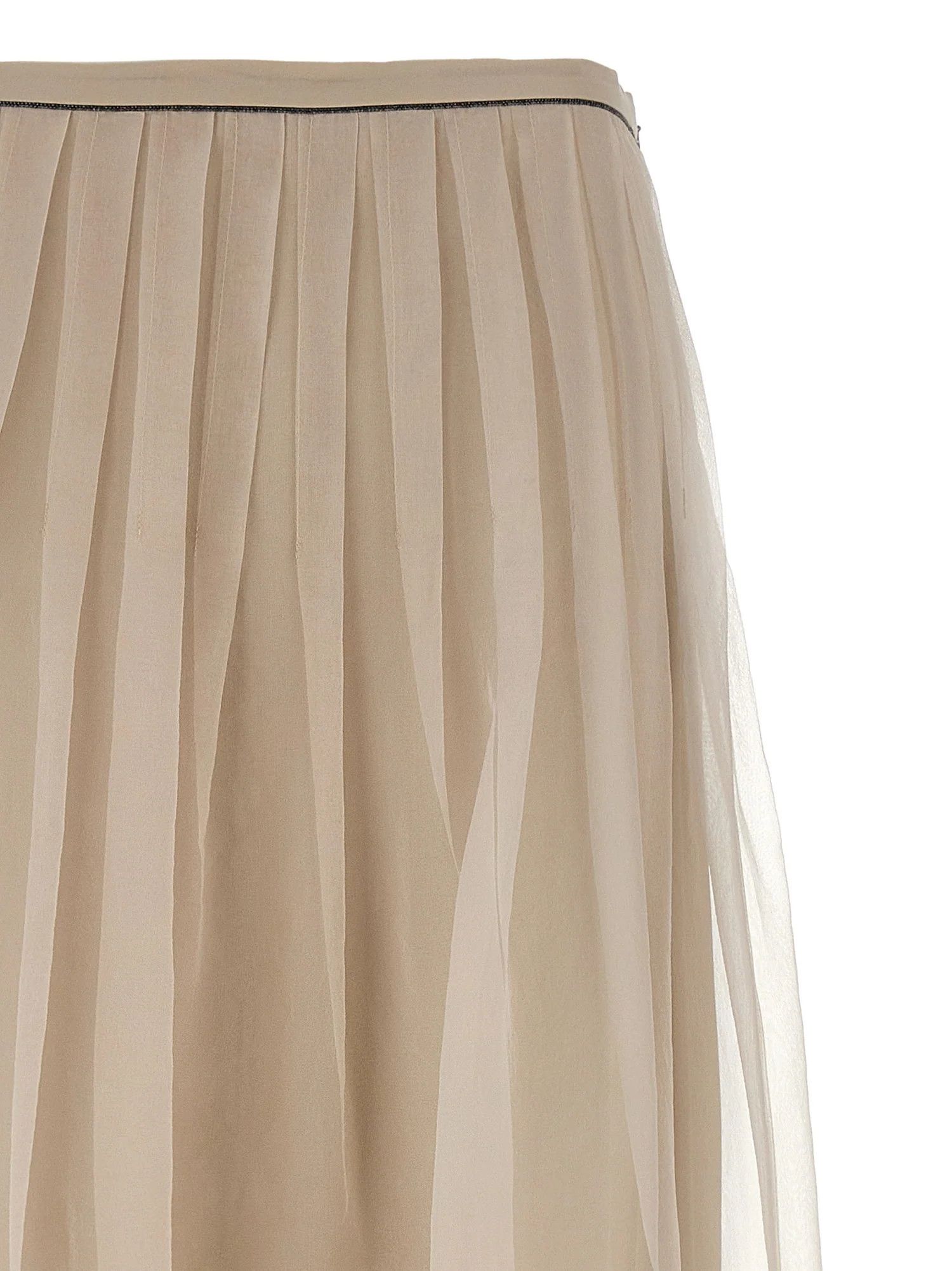 Brunello Cucinelli o1y0725 Midi Skirt in Beige Size 27" / US 4 / IT 40 - 2 Thumbnail