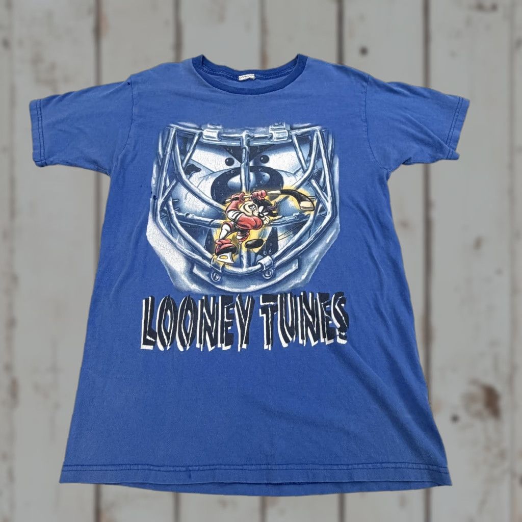Vintage Vintage Looney Tunes Shirt Mens Medium Blue Taz Hockey Cartoon Graphic 90s Size US M / EU 48-50 / 2 - 1 Thumbnail