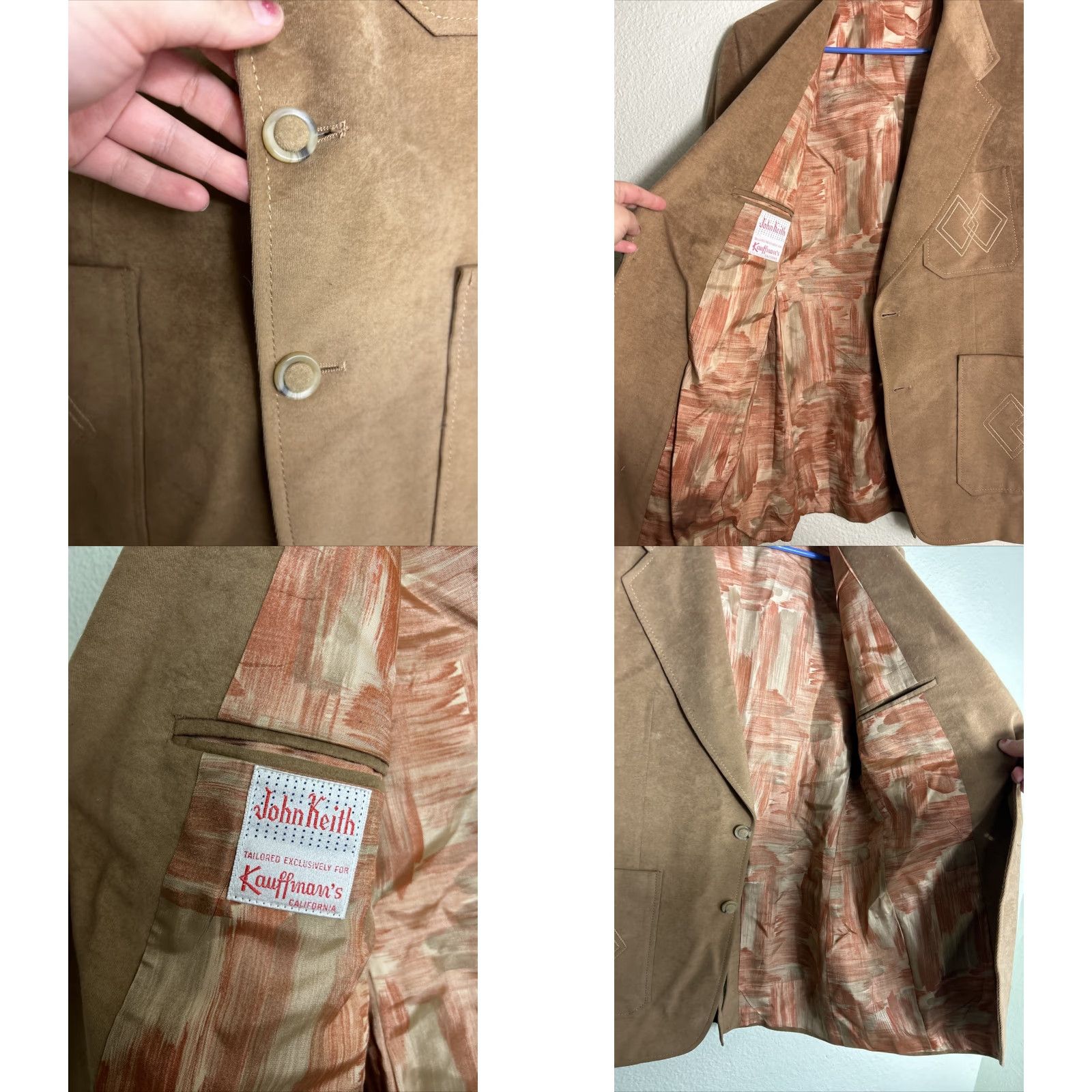 Vintage VINTAGE John Keith Coat Blazer Mens Small Brown Polyester Coat Flaw Rip Inside Lining Size 36R - 8 Thumbnail