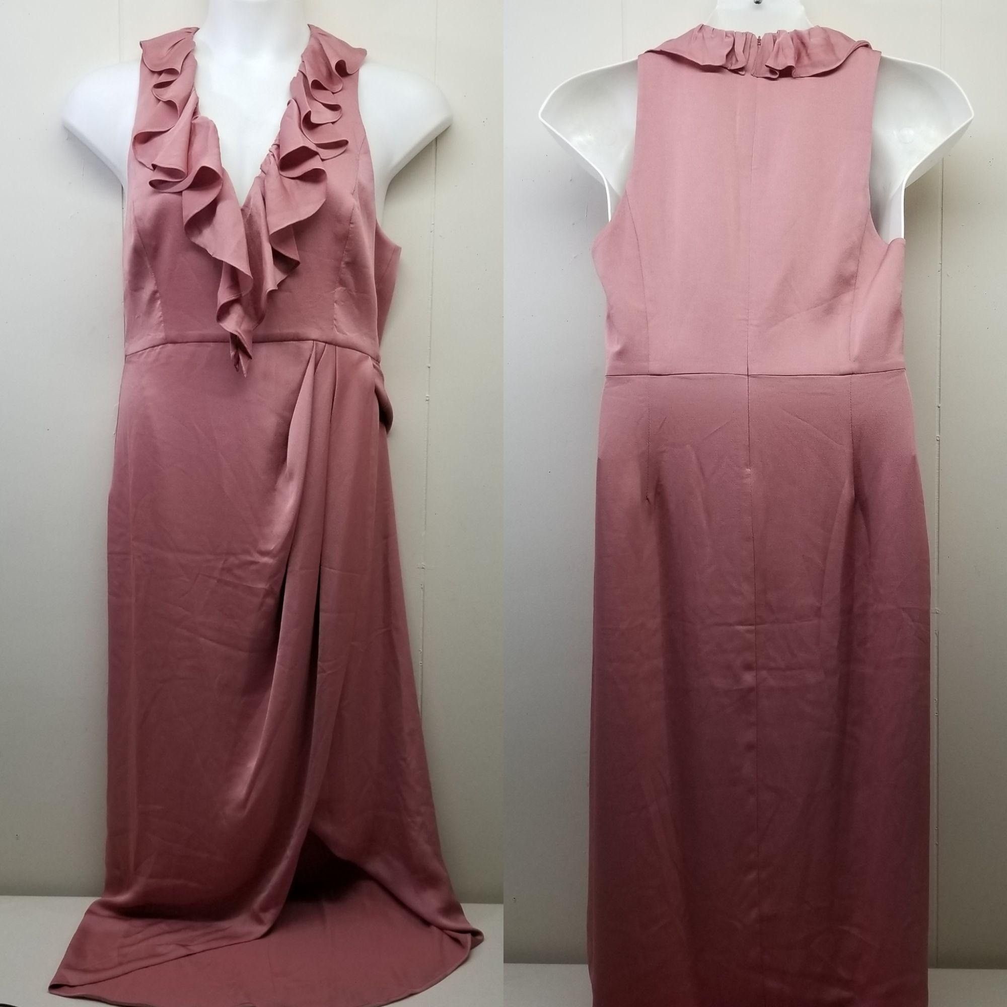 Shona Joy Shona Joy Luxe 10 Plunge Frill Draped Dress Rose Pink Formal Size L / US 10 / IT 46 - 1 Thumbnail