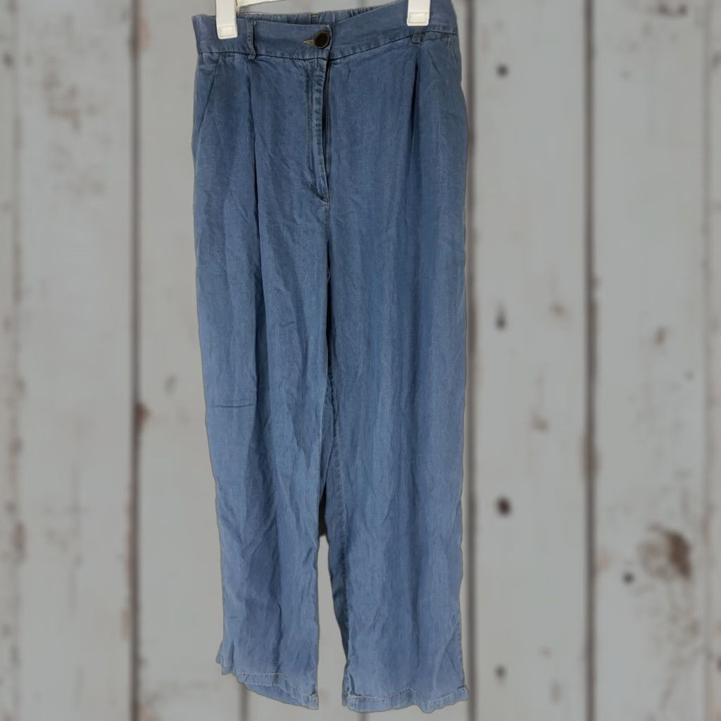 Hunter Hunter & Brown Womens Dress Pants XL Wide-Leg Pleated 28in Inseam Blue Lyocell Button Zip Pockets Size 40" / US 18 - 1 Thumbnail