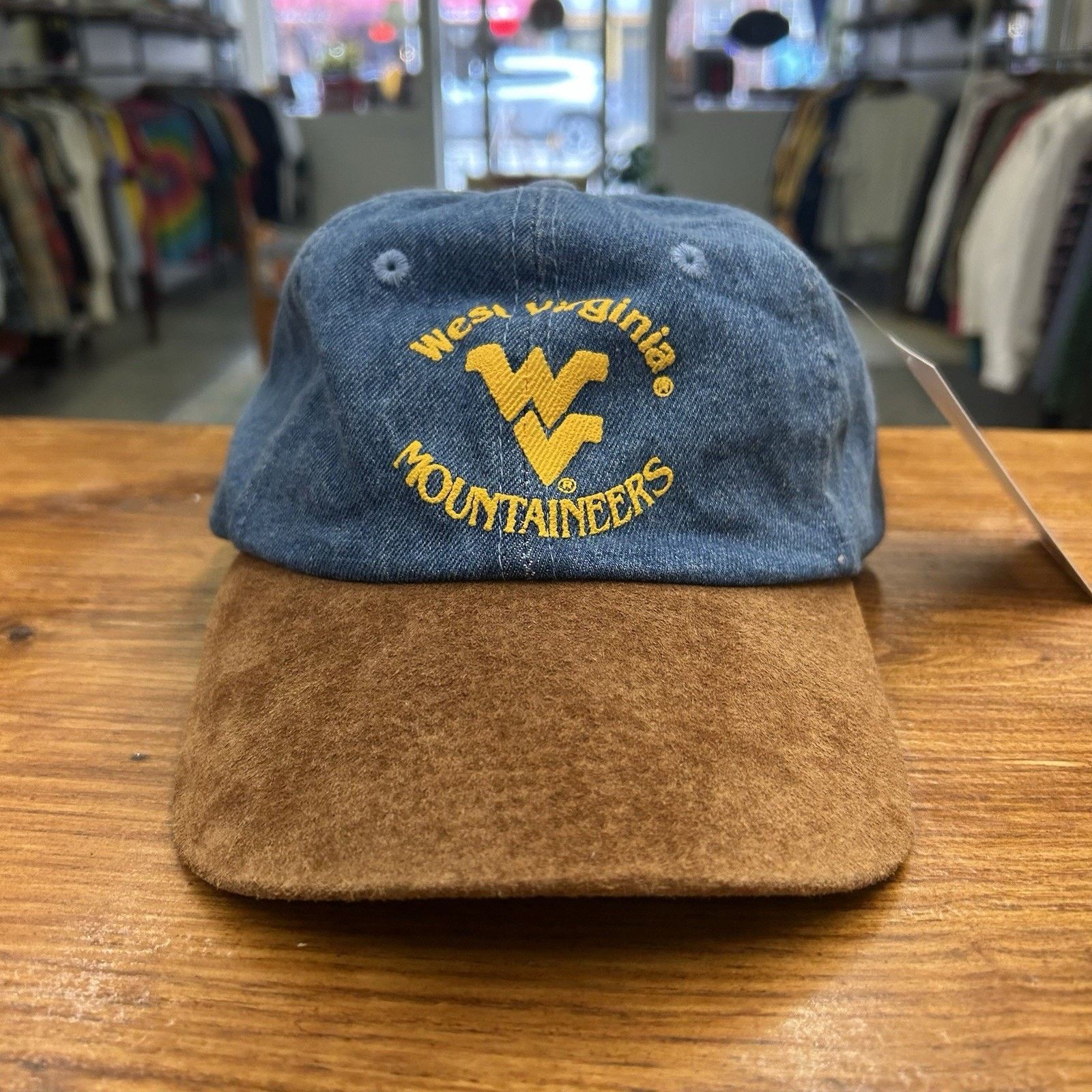 & Other Stories Vintage 80’s West Virginia Mountaineers WVU Denim Hat Size ONE SIZE - 1 Thumbnail
