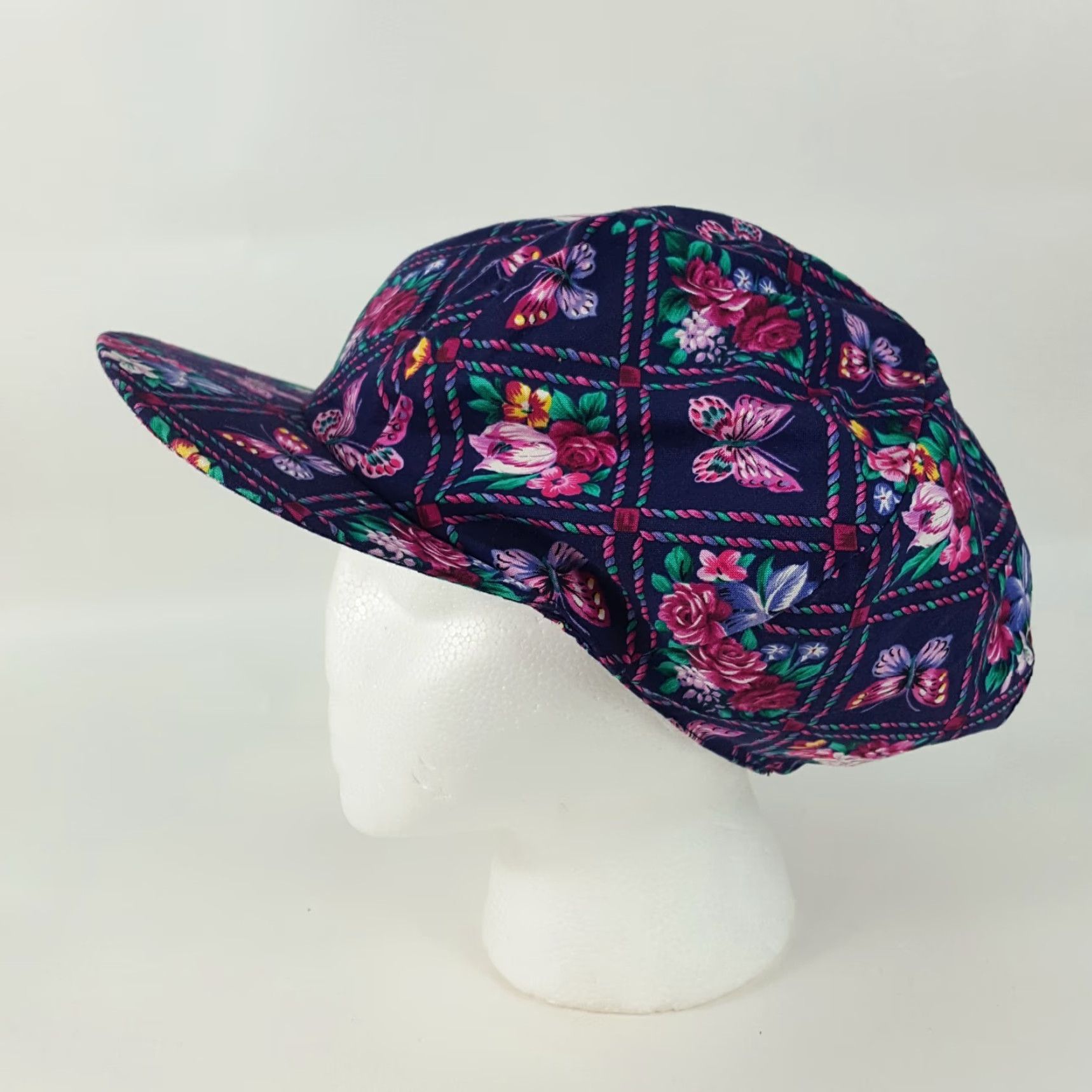 Vintage VINTAGE Infinity Chic Baseball Cap Hat One Size Purple Floral Butterfly 90s Cute Adjustable Cotton Women's Hat Size ONE SIZE - 4 Thumbnail