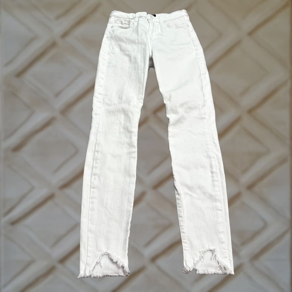 7 For All Mankind 7 For All Mankind The High Waist Ankle Skinny Denim Jeans Women 25 White Raw Hem Slim 5-Pocket Mens Womens Boys Girls City Streetwear Vintage No Size 42" / US 20 - 1 Thumbnail