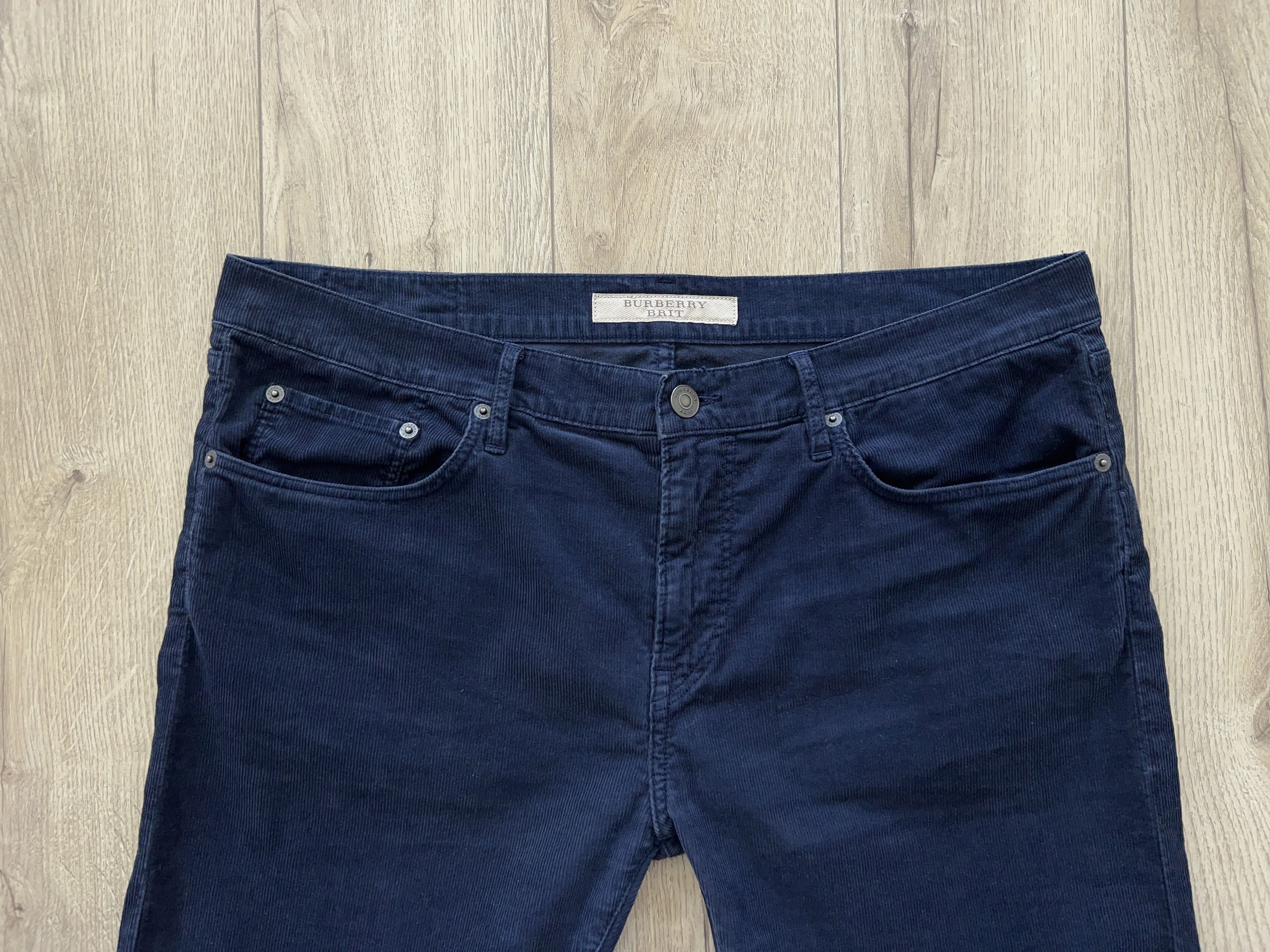 Burberry × Designer Brit Corduroy Chino Pants Trousers Navy Blue Size W35 L34 Size US 35 - 2 Thumbnail