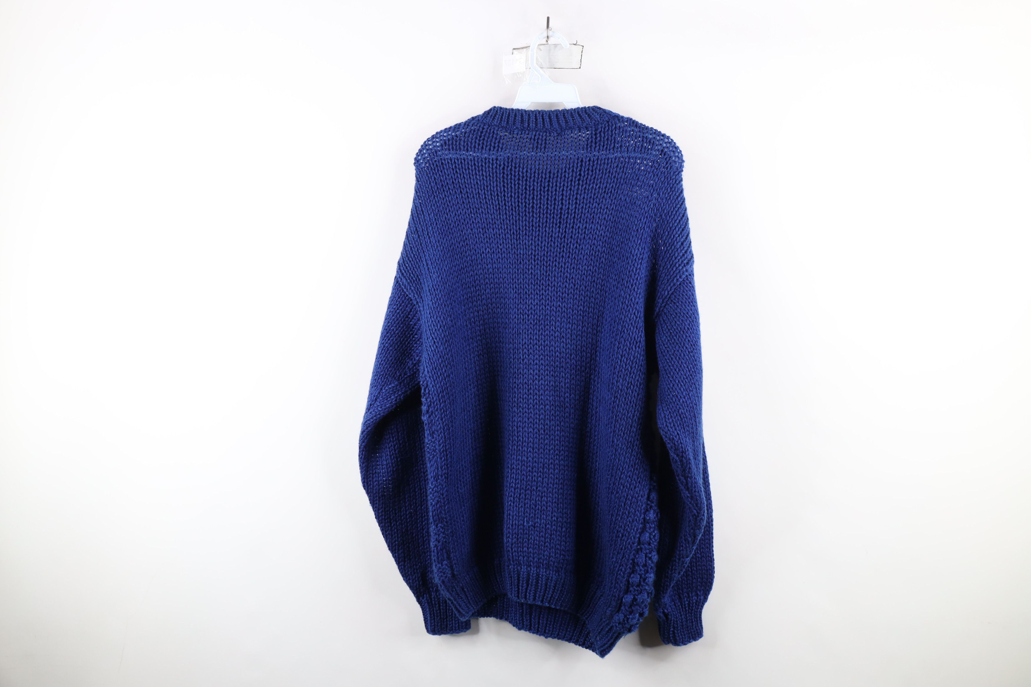 Vintage Vintage 90s Streetwear Textured Crochet Knit Sweater Blue Size US M / EU 48-50 / 2 - 11 Thumbnail