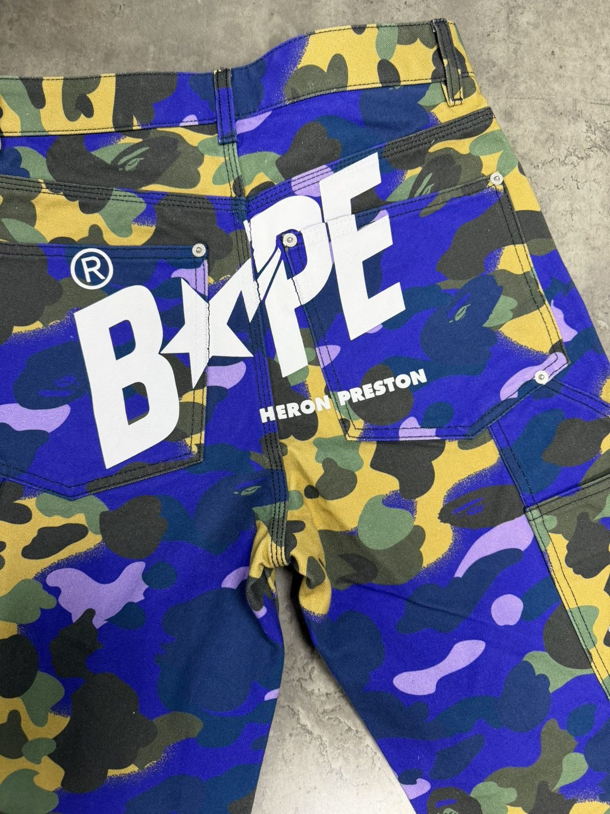 Bape Bape x Heron Preston Double Knee Camo Duck Painter Pants XS Size US 30 / EU 46 - 24 Thumbnail