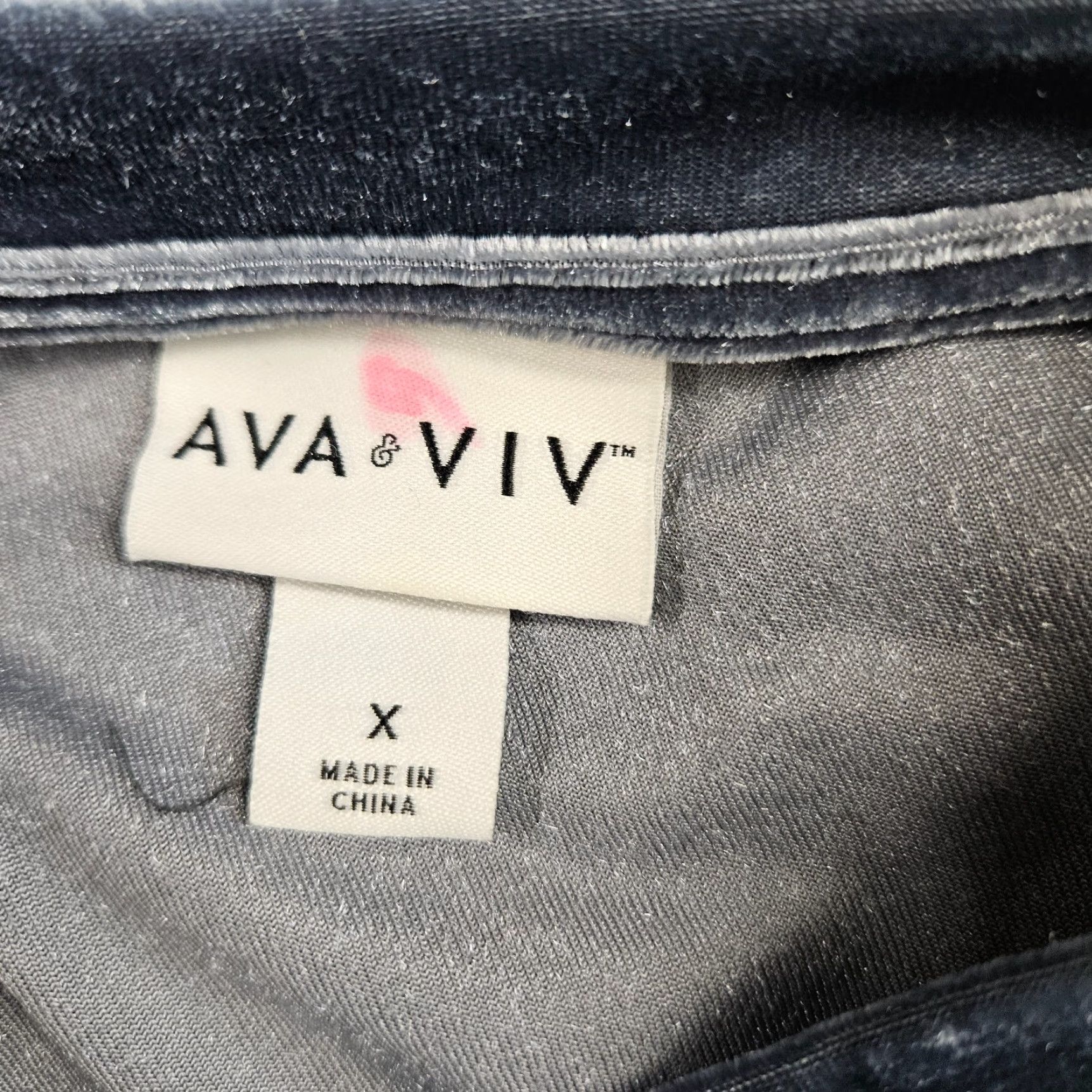 Vintage Ava & Viv Womens Velvet Top Solid Blue Long Sleeve X Size Blouse Size XL / US 12-14 / IT 48-50 - 6 Thumbnail
